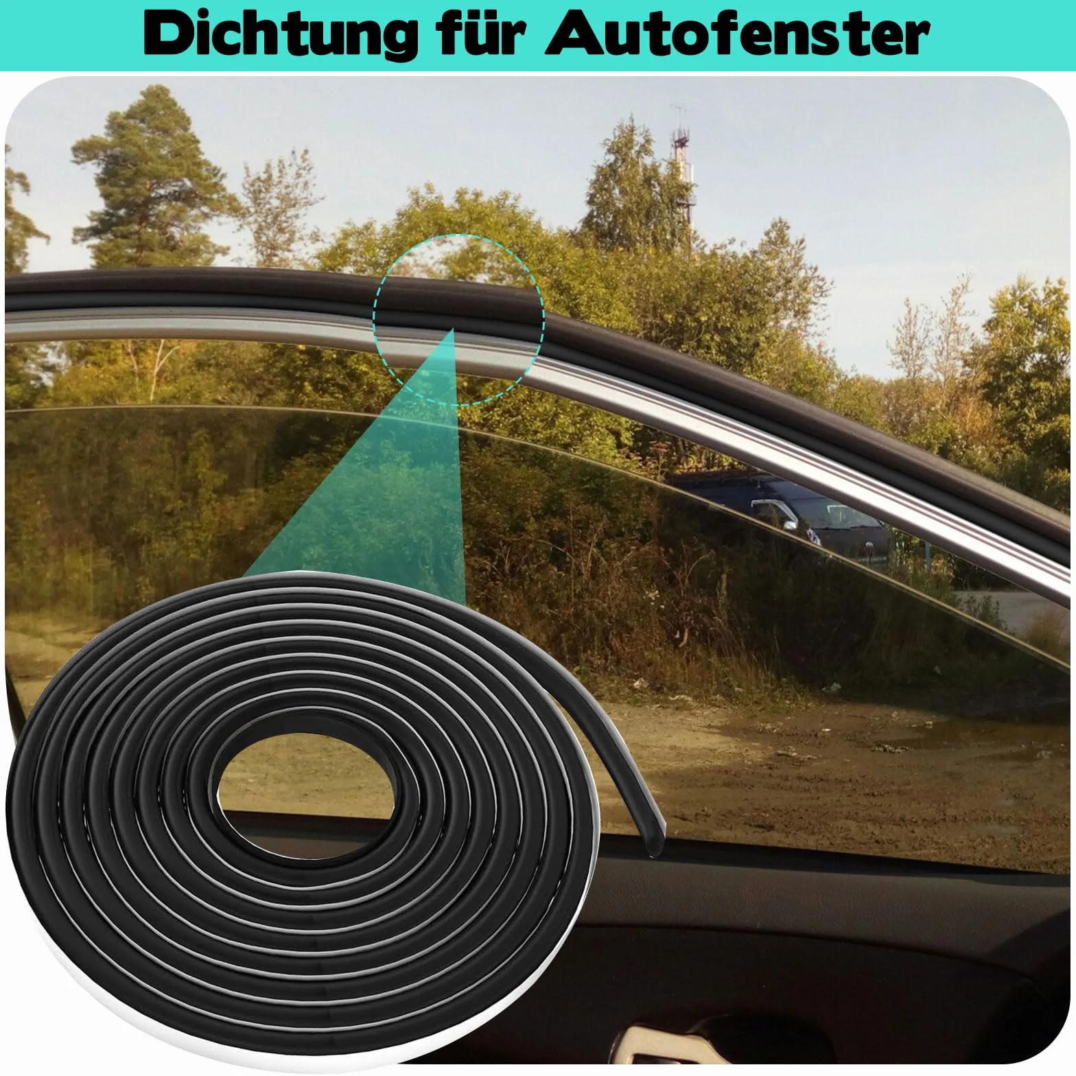Ruban adhésif en caoutchouc butyle étanche 8 mm x 5 m noir double face pour fenêtres de voiture