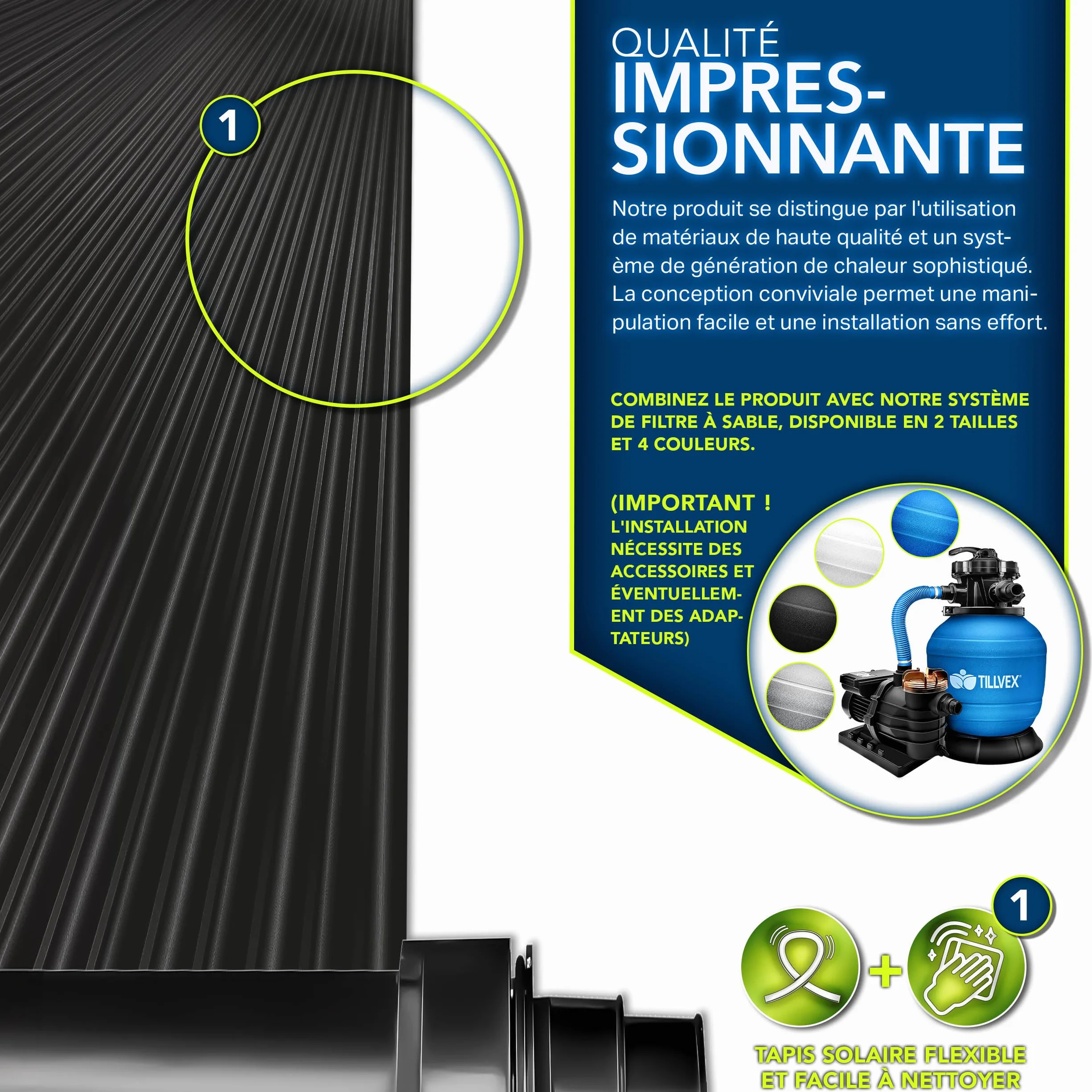 Tillvex Chauffage Solaire pour Piscine 120 x 500 cm Réchauffeur Solaire Écologique