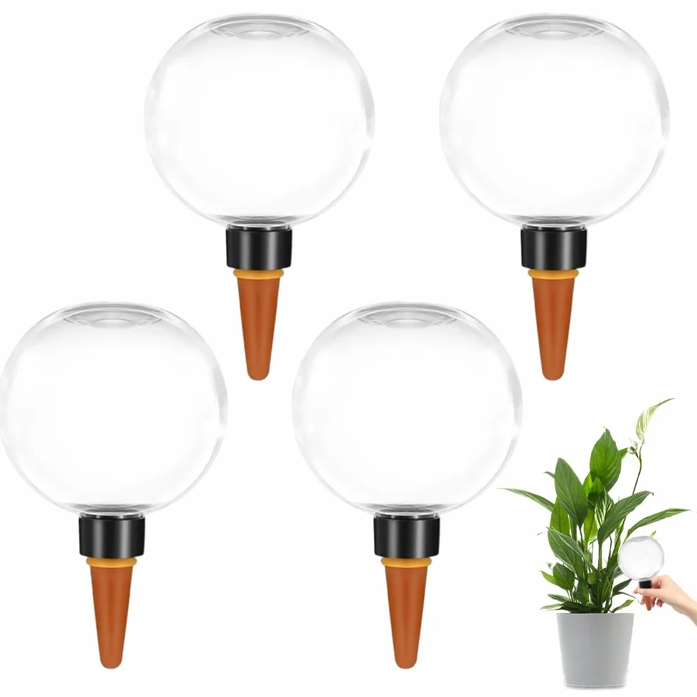4 Pièces Globes D'arrosage des Plantes, 500ml Transparent Distributeur Eau Plante, Arrosage Plante Interieur pour Plantes D'intérieur, de Balcon et de Jardin