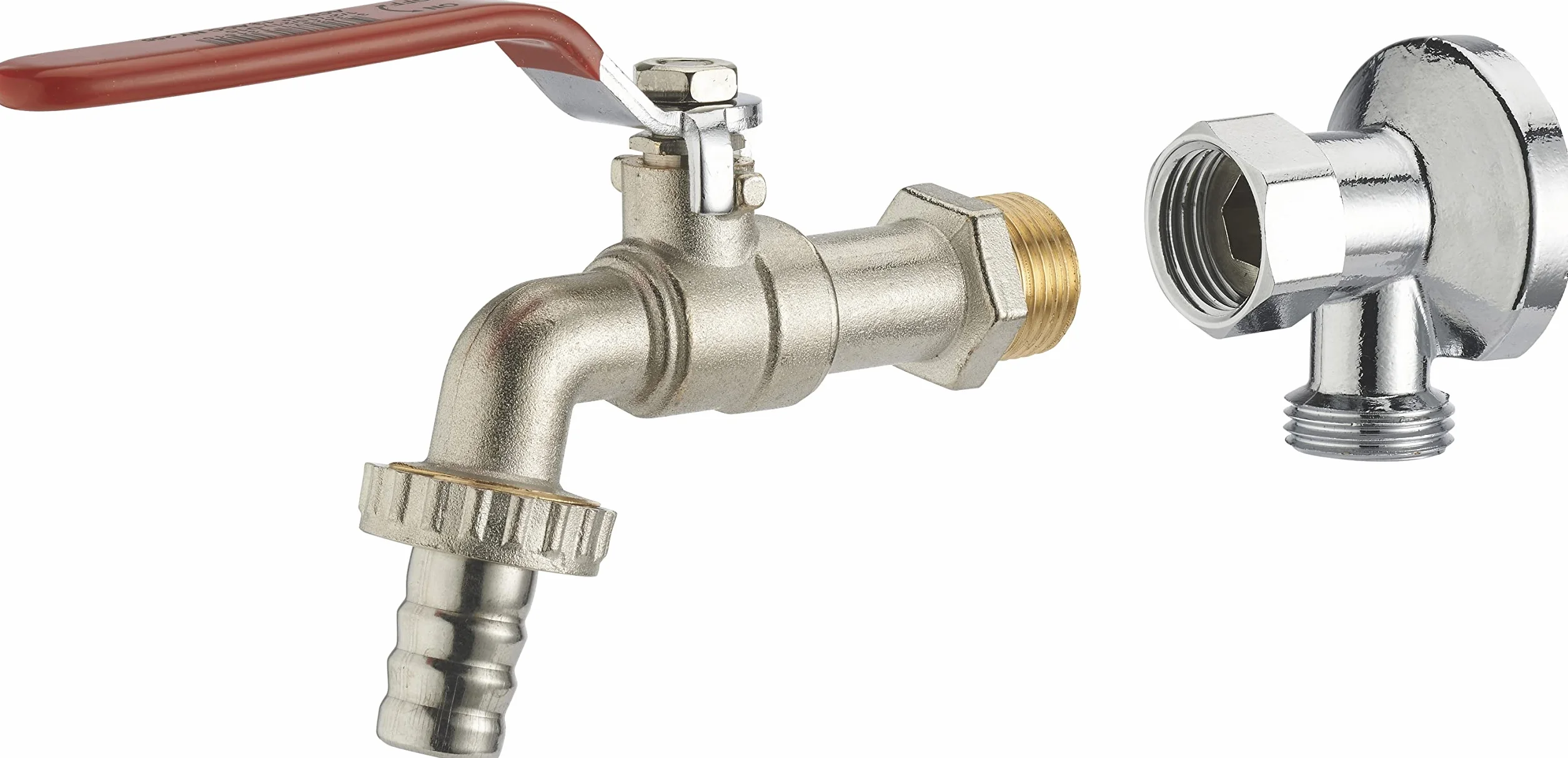 Noyon & Thiebault Kit Robinet Extérieur Laiton Nickelé + Applique Murale Ecrou Tournant Chromé
