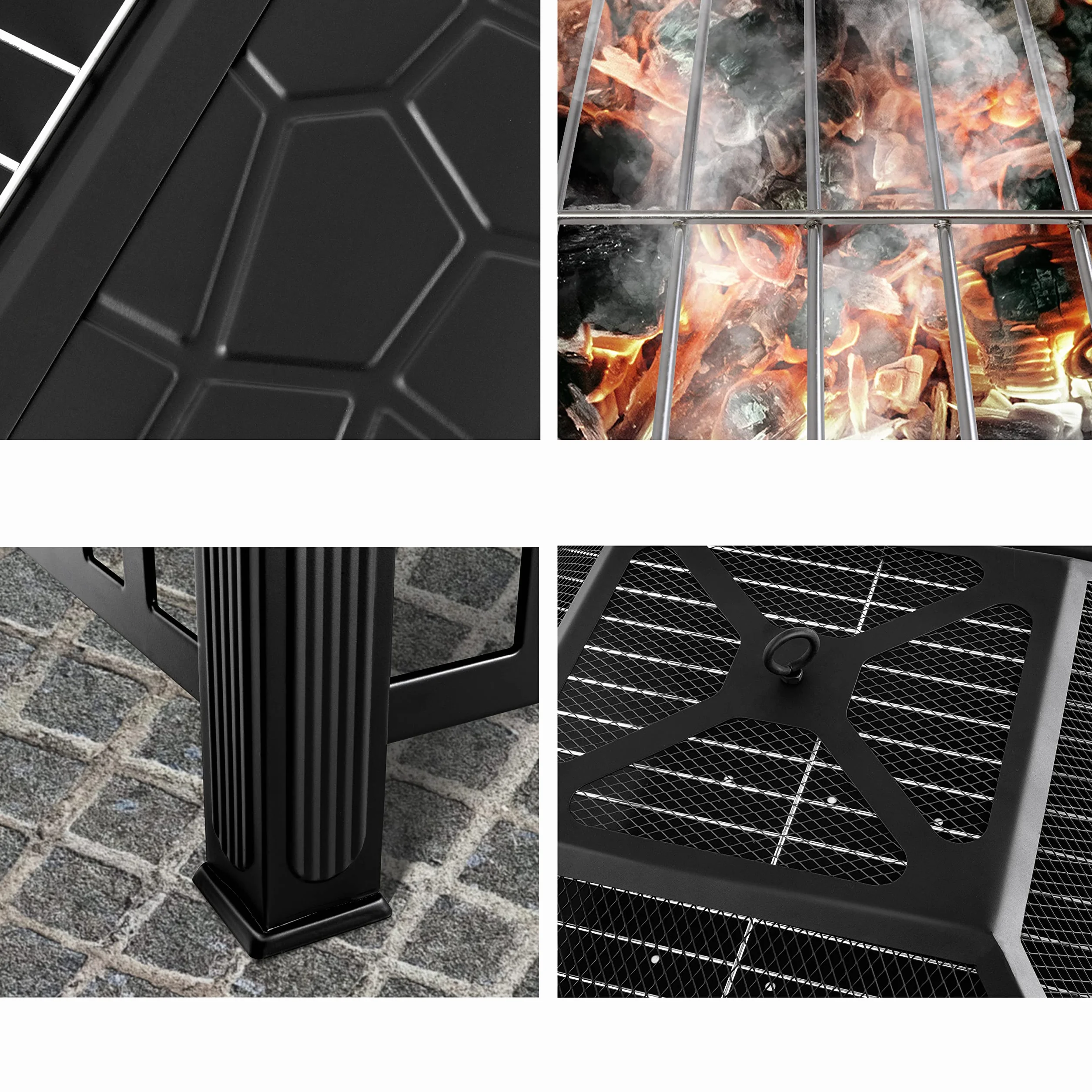 KESSER® 3 en 1 Foyer Multifonction avec Grille et Pince à Grillade, Brasero en Métal pour Jardin Terrasse