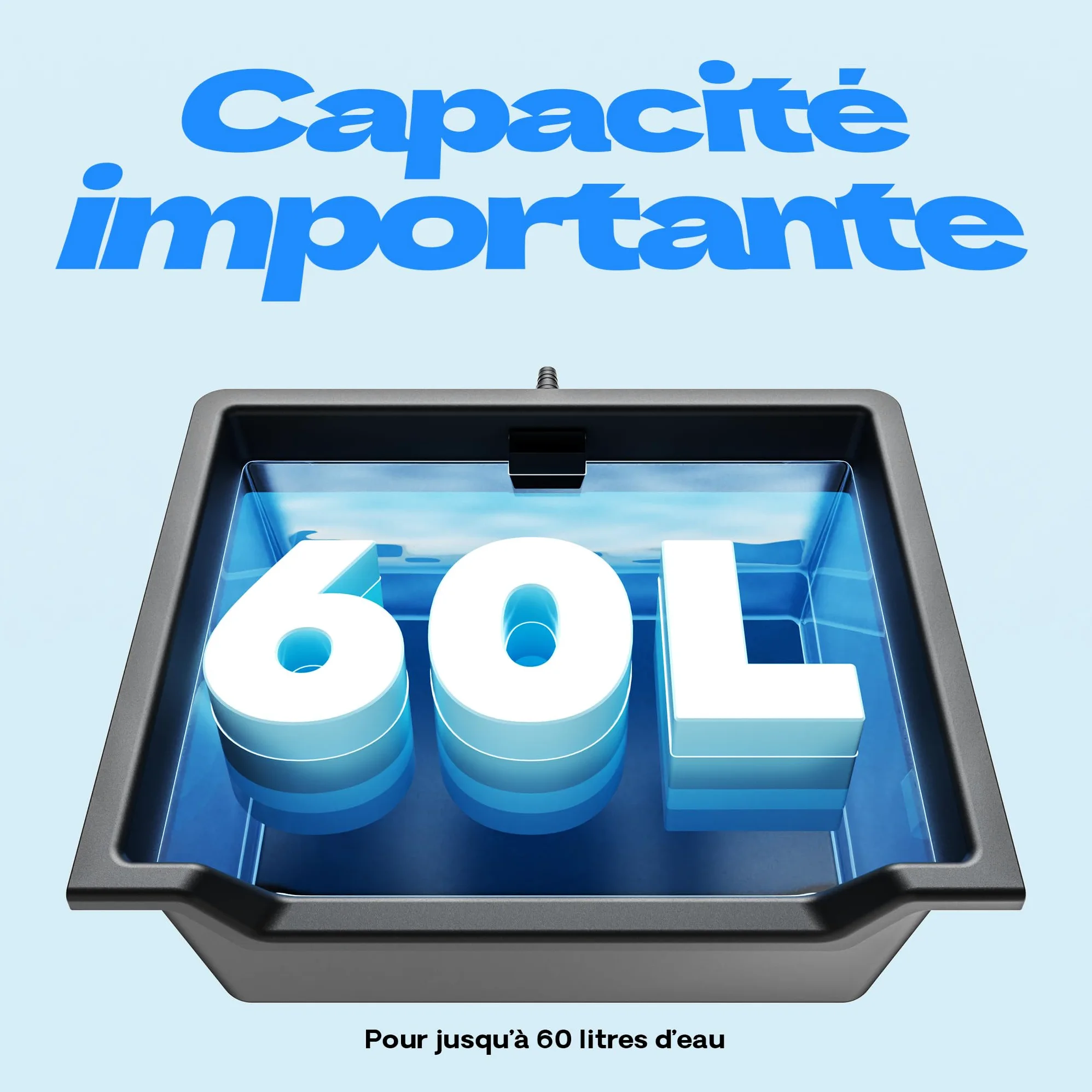 SunSun Bac pour Cascade ou Cours d’Eau en Matière Plastique renforcée de Fibre de Verre 60L