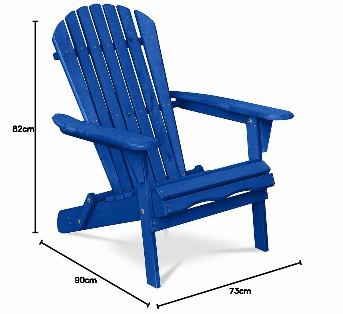 Chaise d'extérieur en Bois avec accoudoirs - Chaise de Jardin Adirondack - Adirondack Bleu