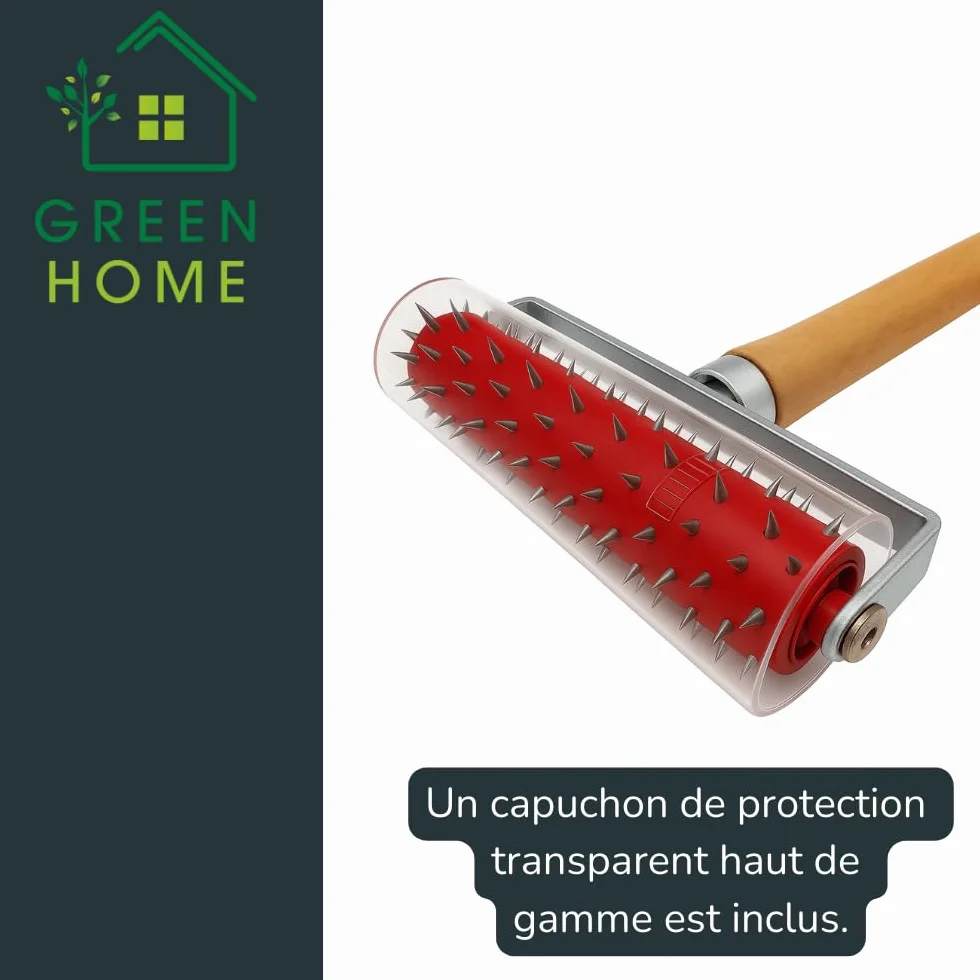Rouleau hérisson pour papier peint 150 mm Picots inox 7 mm Manche en bois Perforateur professionnel
