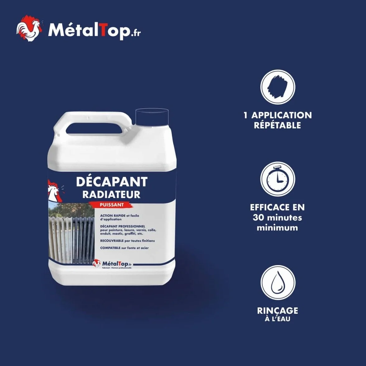Decapant Radiateur 1 L Metaltop Spécial peintures anciennes vernis revêtements thermorésistants