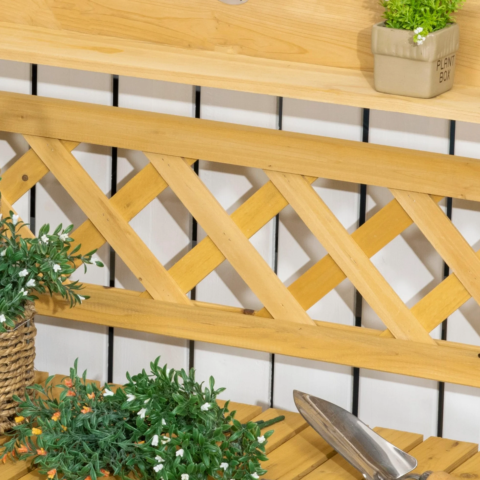 Outsunny Table de rempotage en Bois avec évier coulissant 2 étagères 92 x 45 x 120 cm
