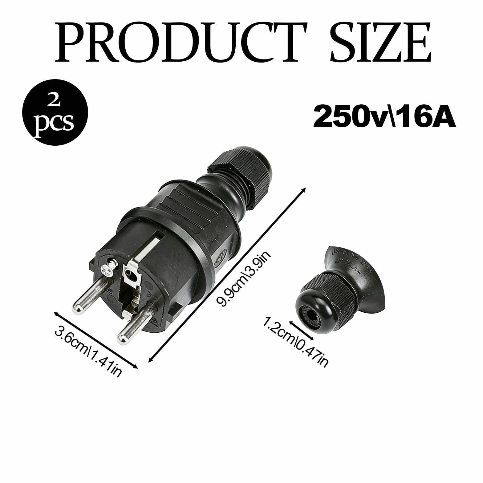 Ensemble de Prises Mâles 220V IP54 Fiche Electrique Robustes Caoutchouc Plastique Extérieur Chantiers Professionnel