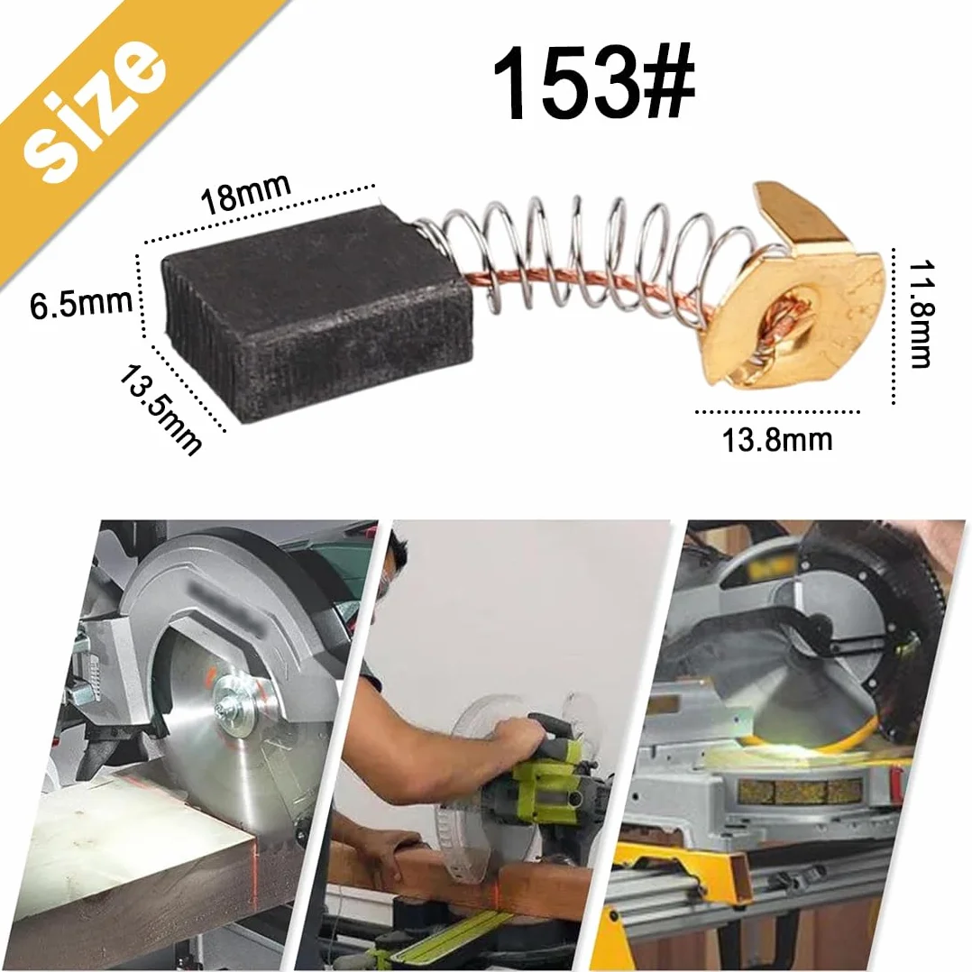 Balais Charbon Moteur Electrique Universel YUZNA 8 PCS pour Outils à Percussion, Scies Circulaires, Meuleuses d'Angle