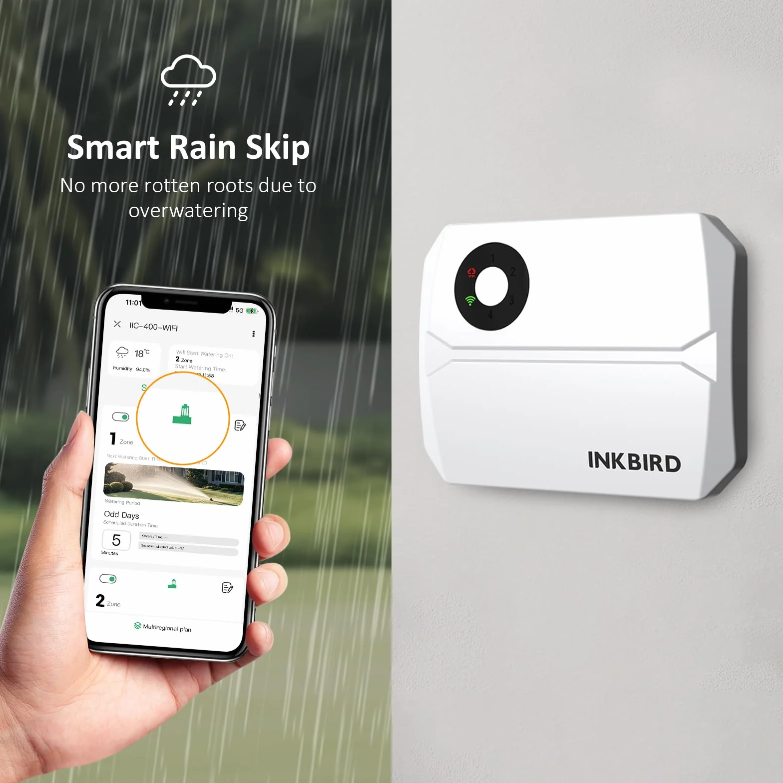 Inkbird Programmateur Arrosage WiFi 4 Voies, Minuteur Arrosage Automatique Jardin Intelligent Contrôle APP