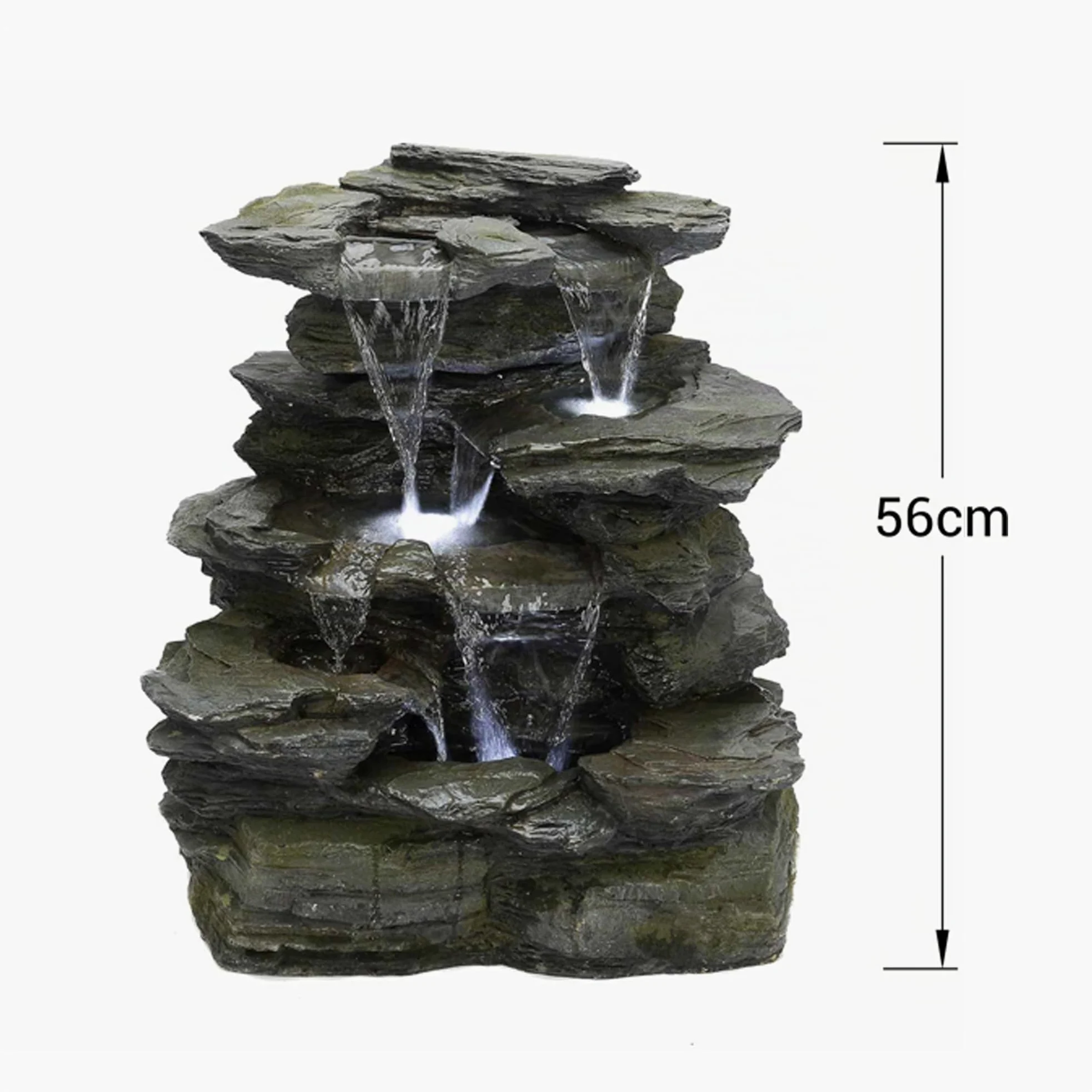 Köhko Fontaine de Jardin en Pierre Naturelle avec éclairage LED