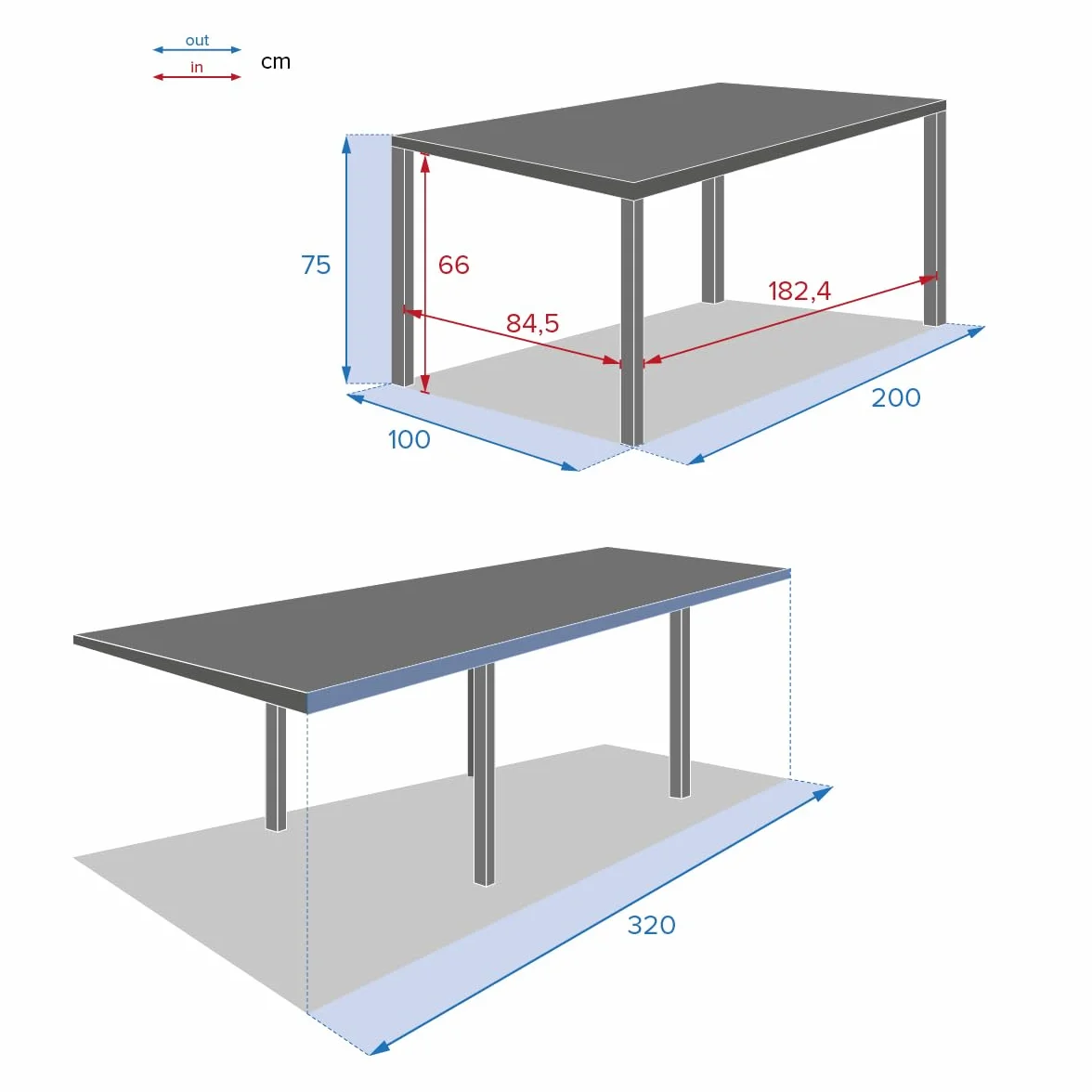 Table de Jardin Extensible Piazza Gris Graphite 12 Places Aluminium Antirouille
