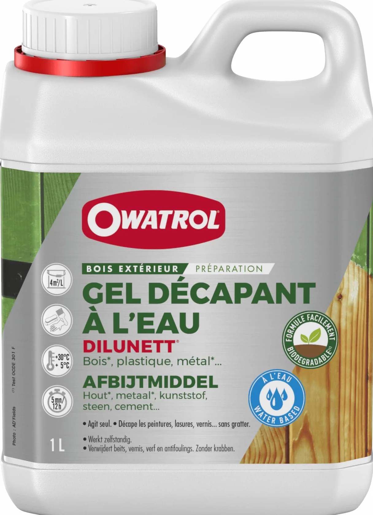 DILUNETT OWATROL Décapant Gélifié à l'Eau pour Bois Métal et PVC 1 L
