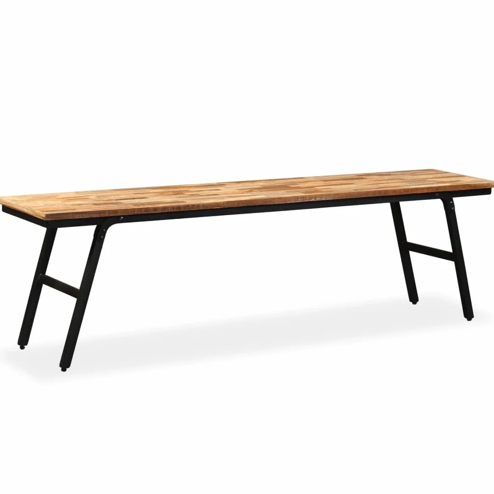 Banc Teck de récupération et acier 160 x 35 x 45 cm