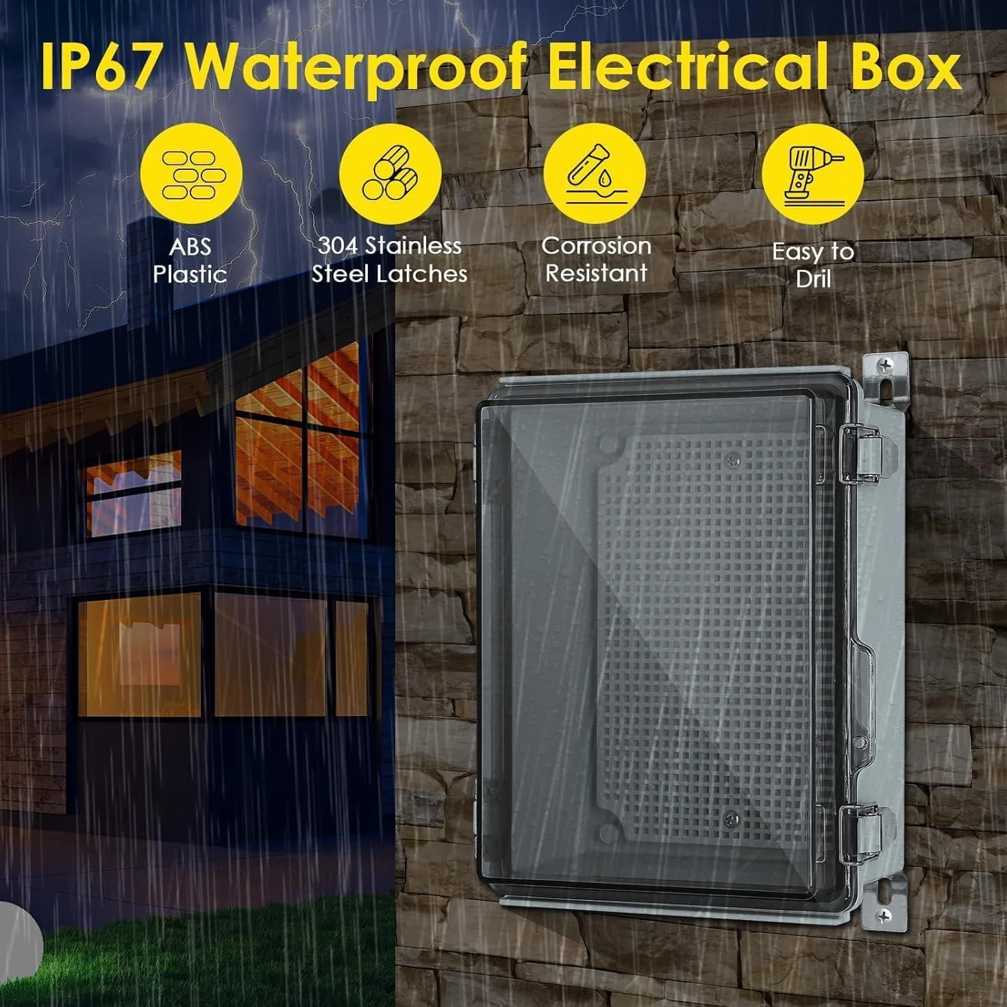 Coffret Électrique Étanche IP67 27 Pièces 220x170x110mm Boîte de Dérivation avec Cache Compteur