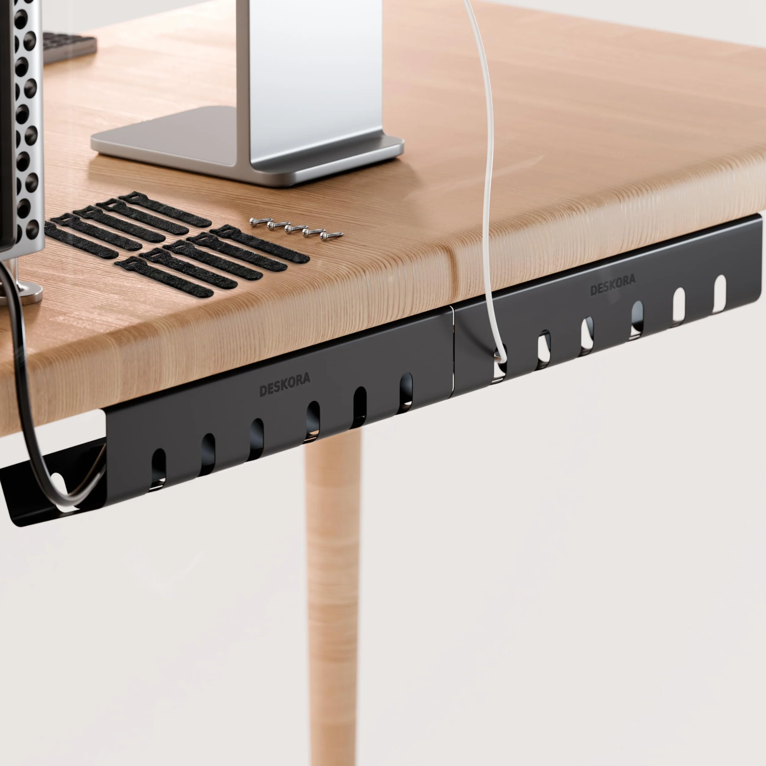 Chemin de câbles Organisateur sous Bureau Lot de 2 44cm x 11cm Cache câble Rangement câble Bureau métal Robuste