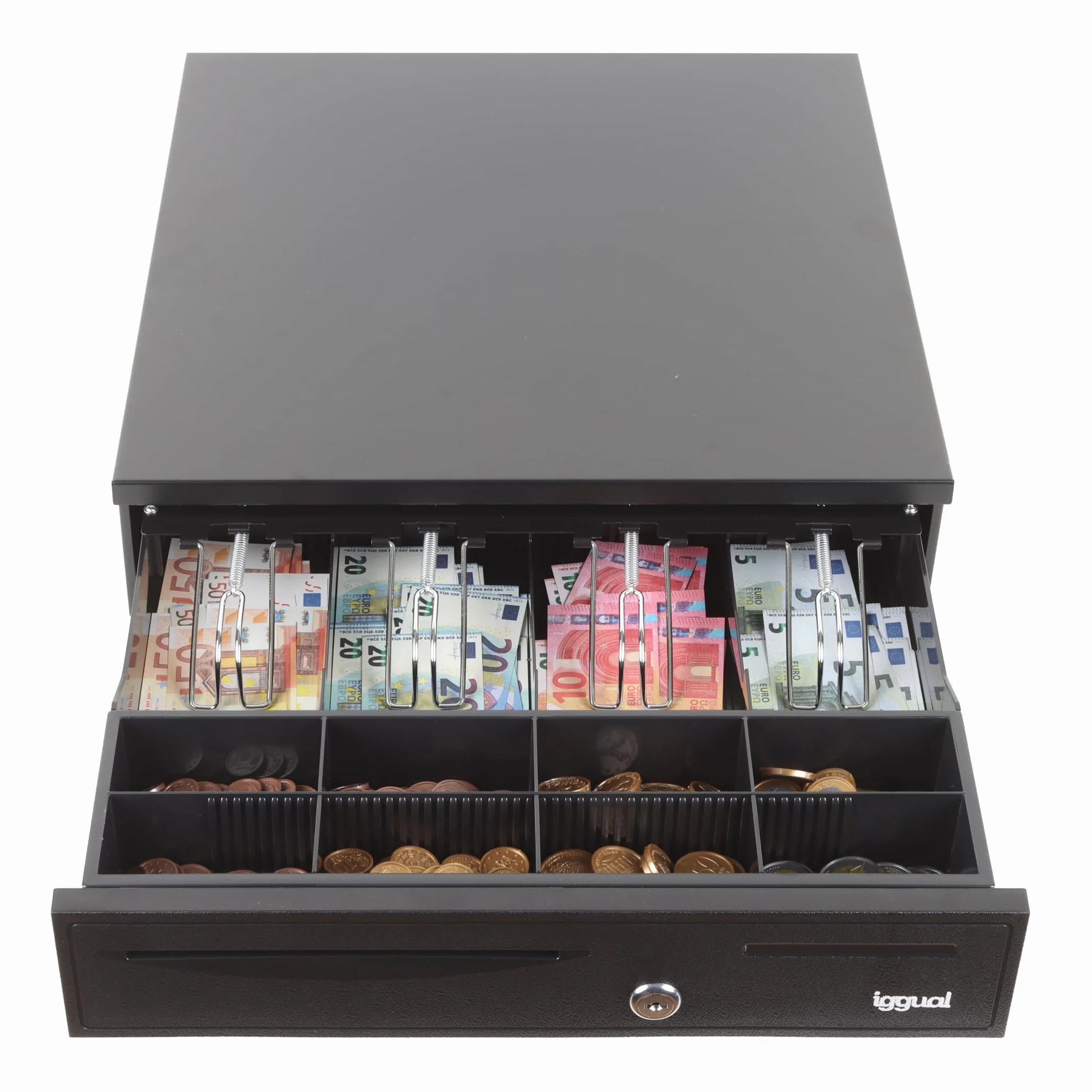 iggual Tiroir porte-monnaie IRON-20 caisse enregistreuse RJ11 12V 42 x 40,5 x 10 cm