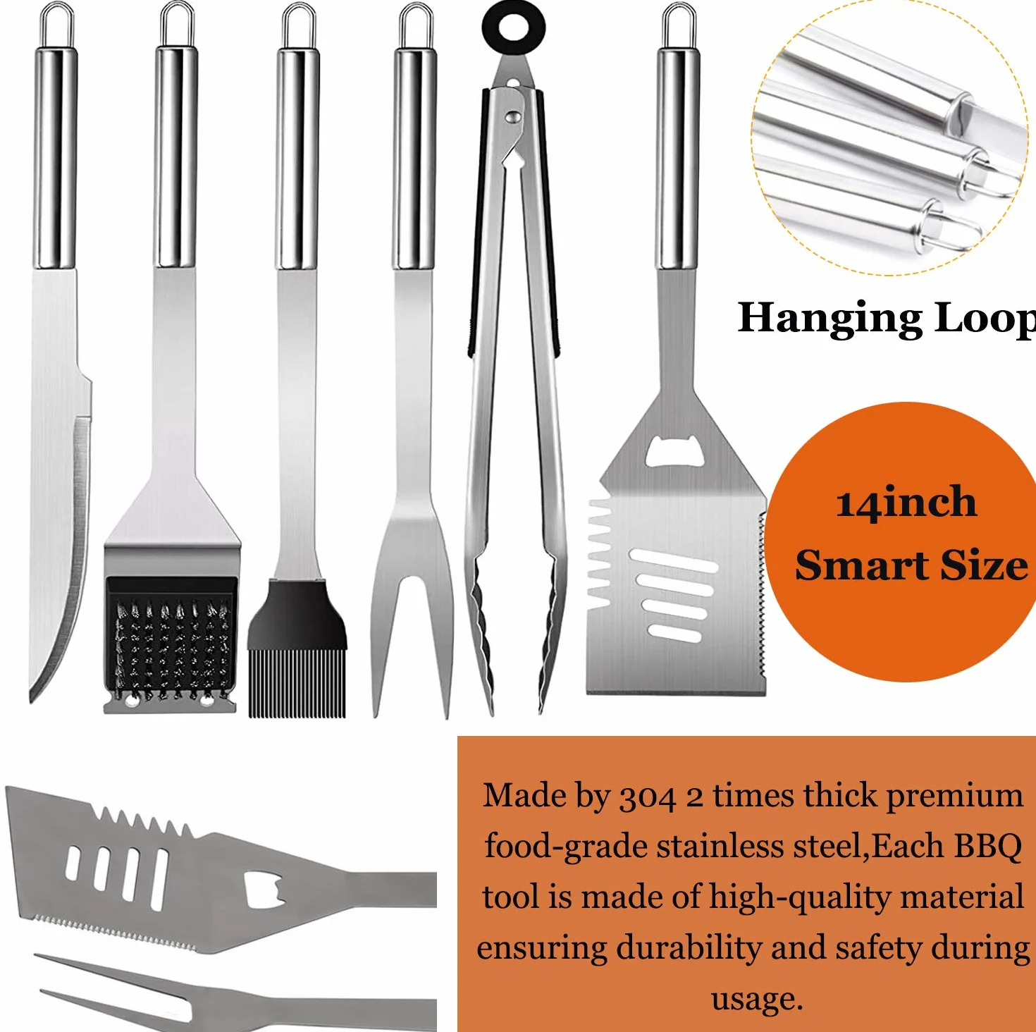 Kit Accessoires Barbecue INOX 21PC Ustensiles Barbecue Professionnels