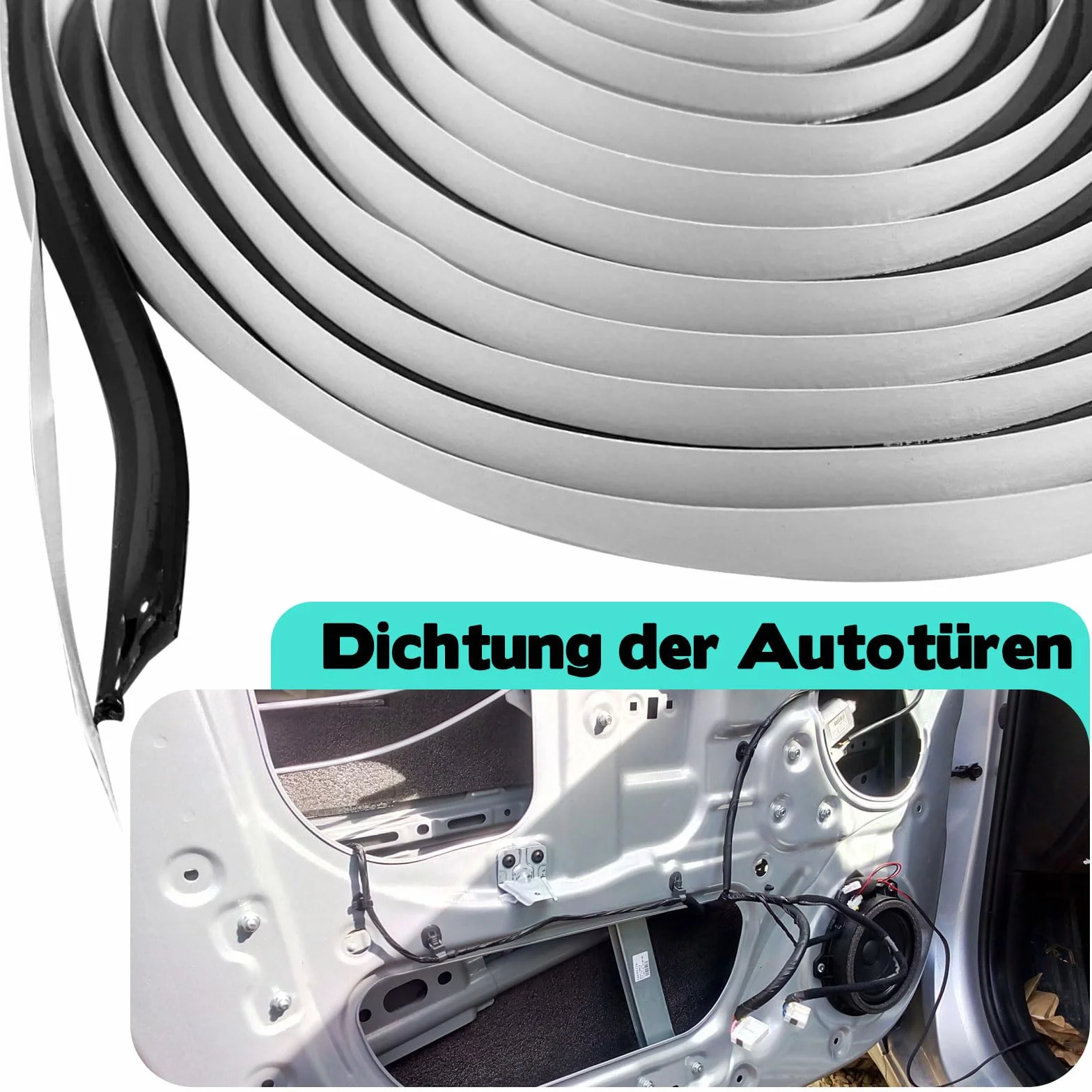 Ruban adhésif en caoutchouc butyle étanche 8 mm x 5 m noir double face pour fenêtres de voiture
