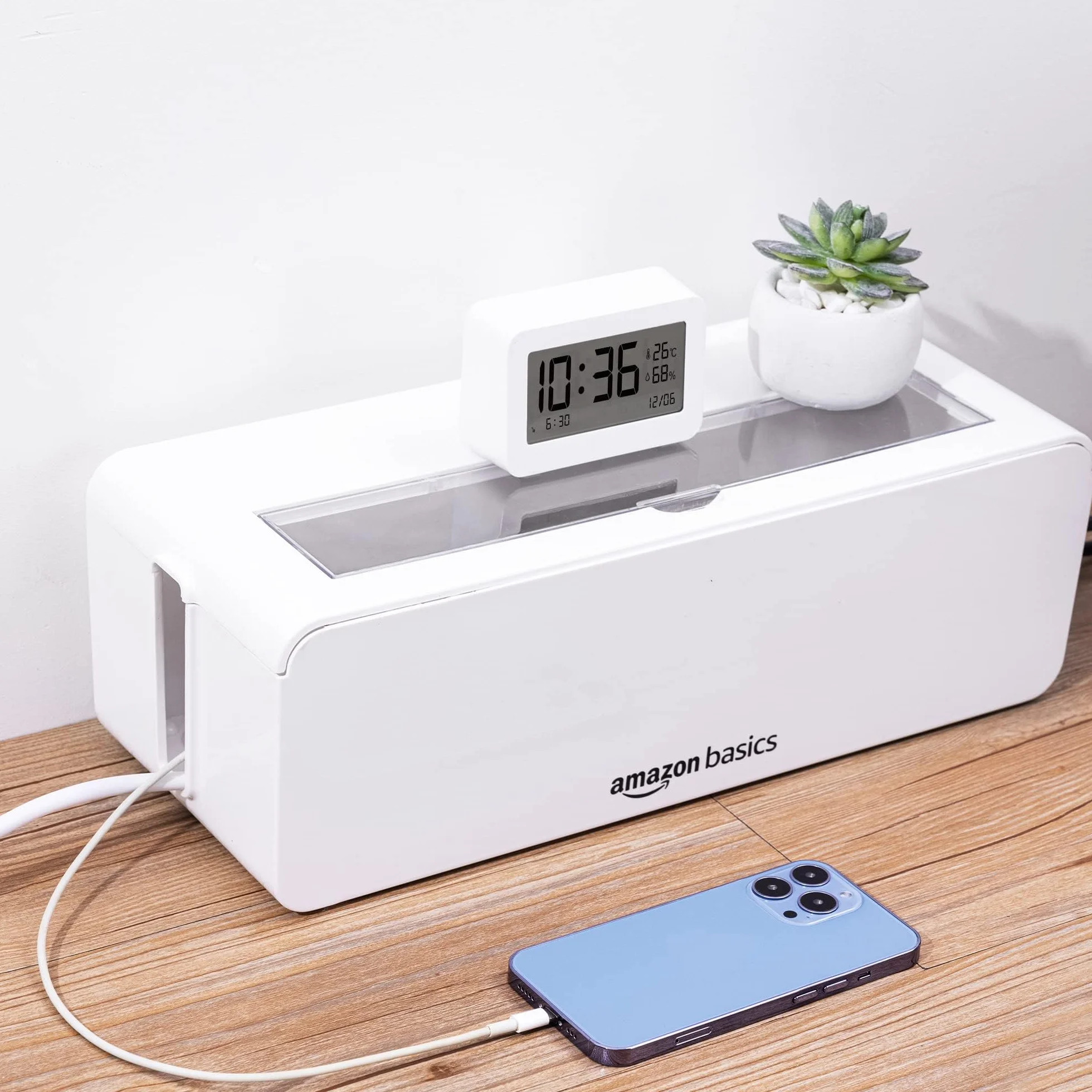 Amazon Basics Boîte de rangement pour câbles Grande blanc