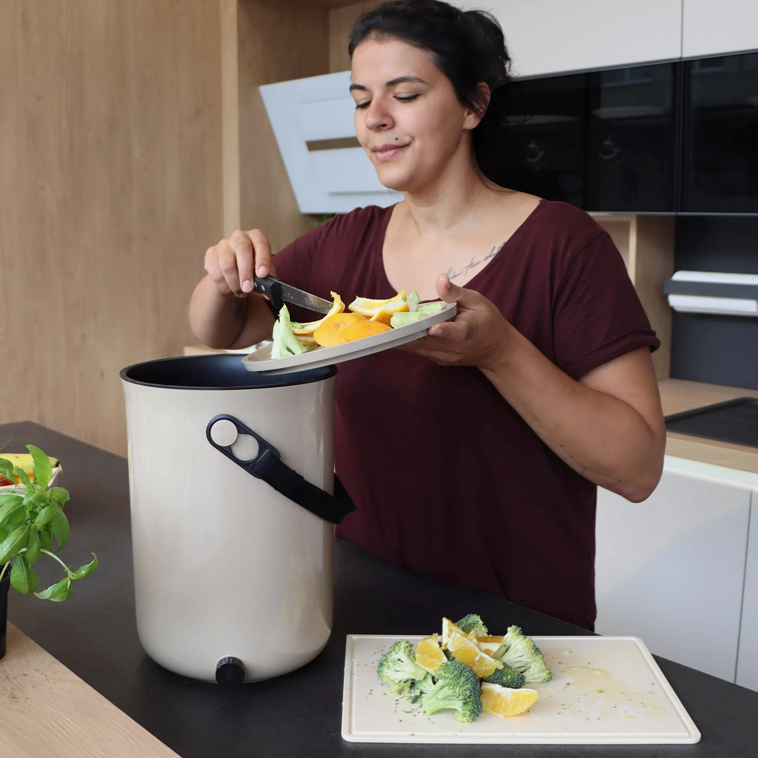 Lot de 2 seaux Bokashi Organko 2 Blanc (9,6L) | Composteur Organique avec compacteur + 1 kg d'Activateur EM-1 de Fermentation fabriqué en France