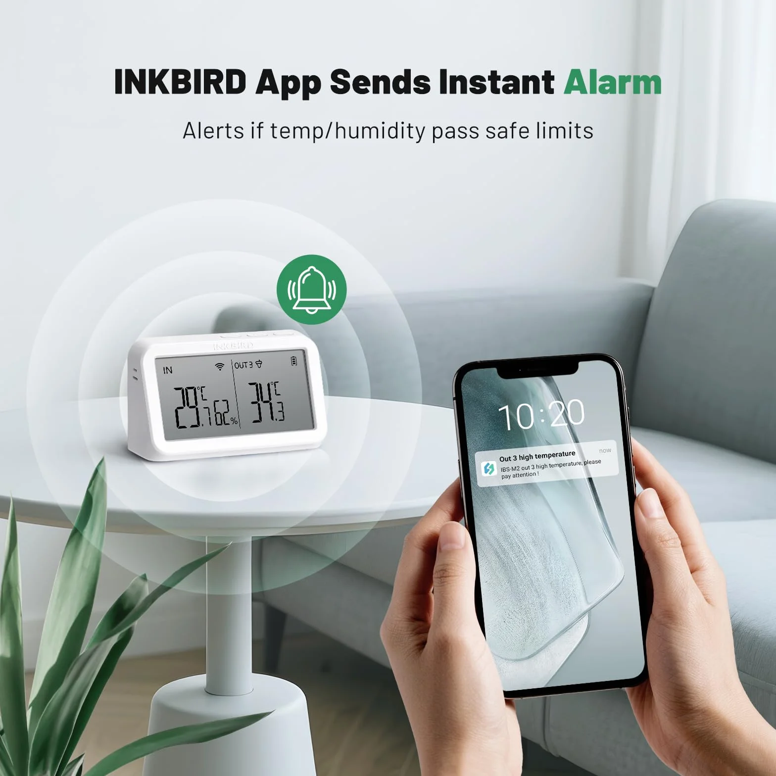 Inkbird Thermomètre Piscine WiFi avec Passerelle, Moniteur Température Humidité 9 Canaux, Contrôle App Alerte