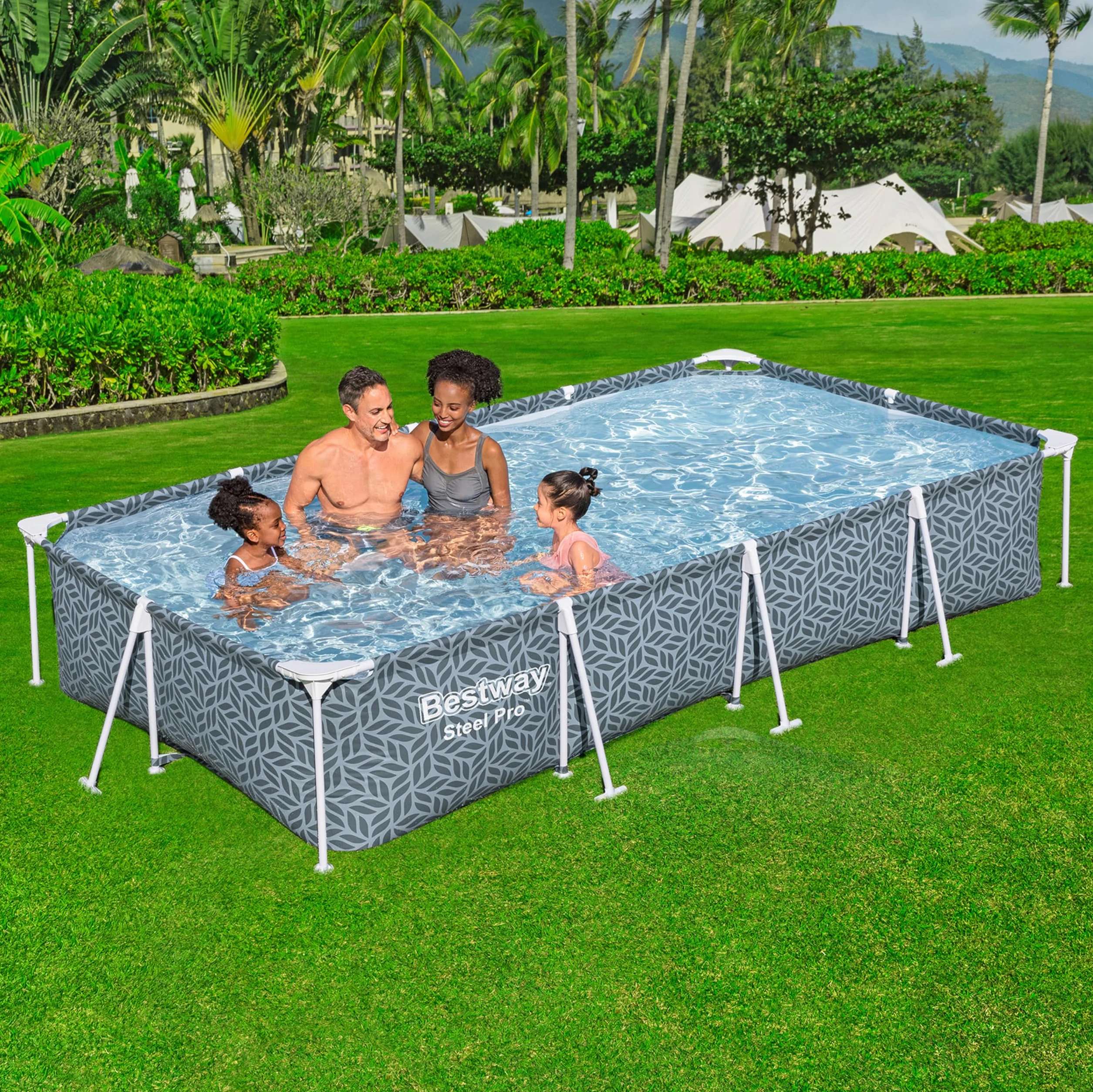 Piscine Hors Sol rectangulaire Steel Pro™ imprimée Graphique 366 x 201 x 66 cm