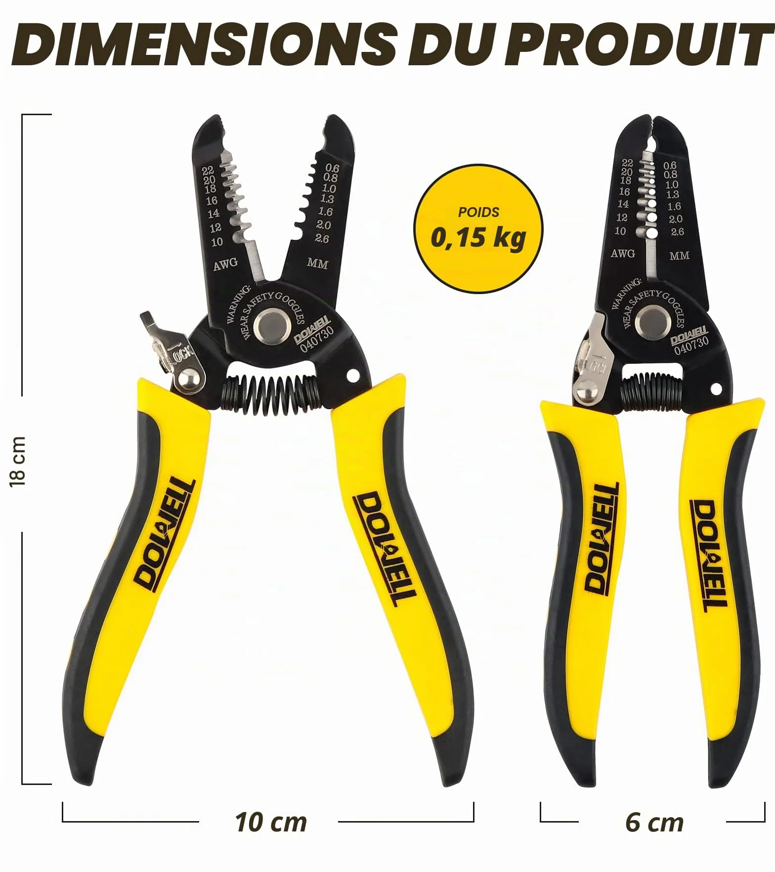 DOWELL Pince à dénuder multifonction 10-22 AWG