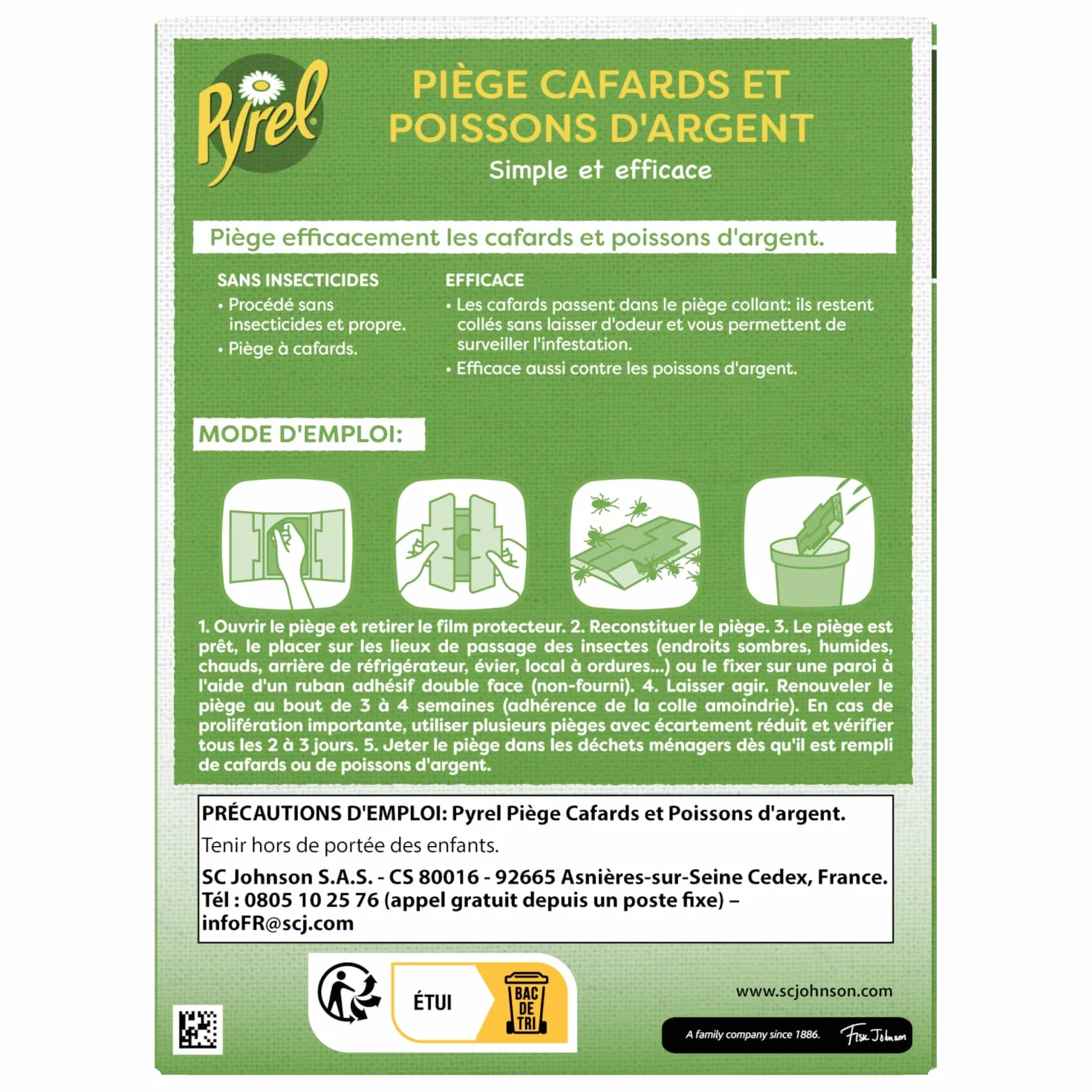 PYREL PIÈGE CAFARDS ET POISSONS D'ARGENT SANS INSECTICIDES 5 Pièges
