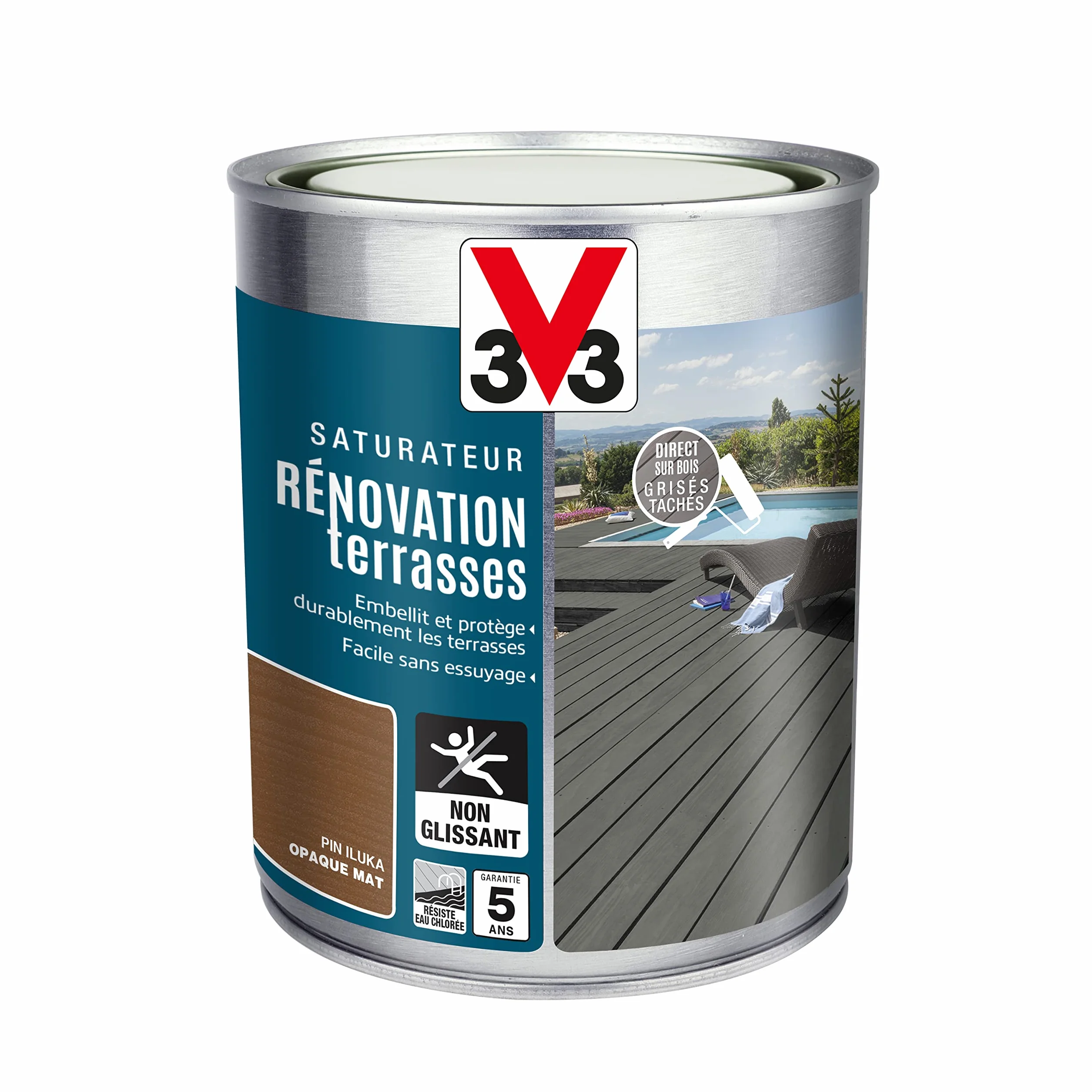 V33 Saturateur Rénovation Terrasses Bardages Pin Iluka 1L