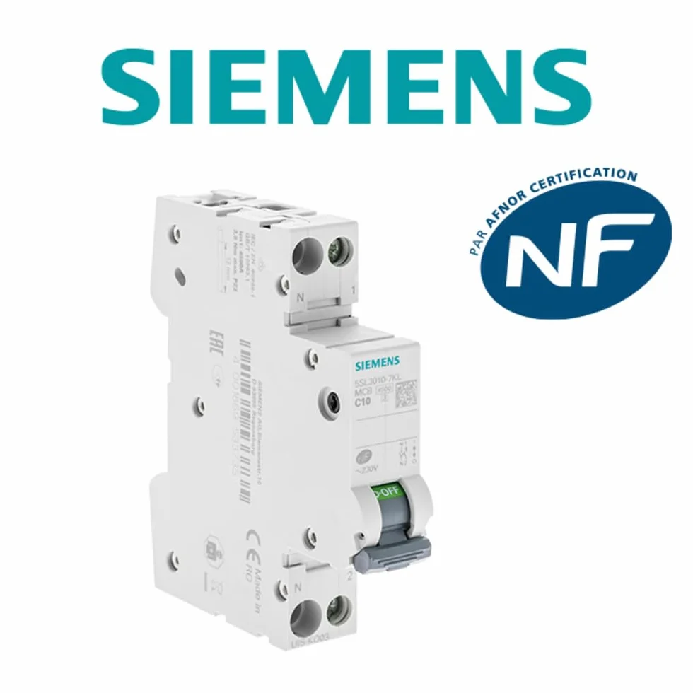 Disjoncteur 10A Ph+N courbe C 4.5kA 230V