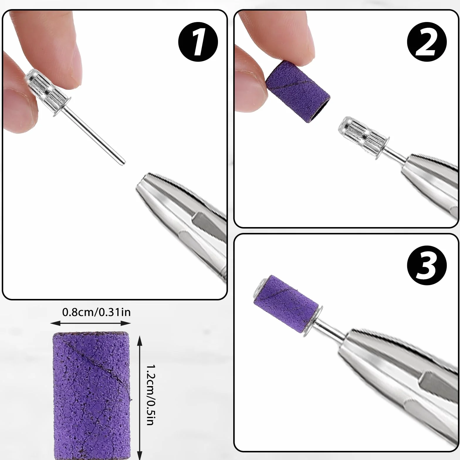 Prasacco 240 GRIT capuchons de ponçage pour fraiseuse à ongles 6,5 mm manchons abrasifs