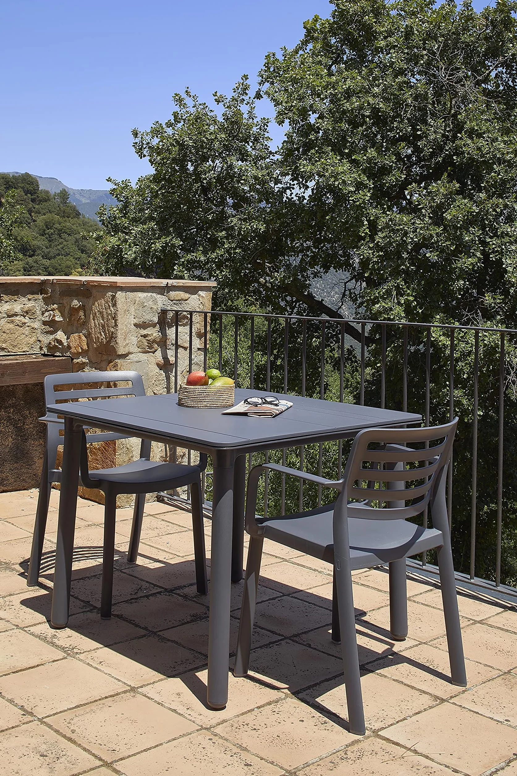 Resol Noa Table carrée Intérieure Extérieur 90x90 Jardin Terrasse Balcon Design Blanc