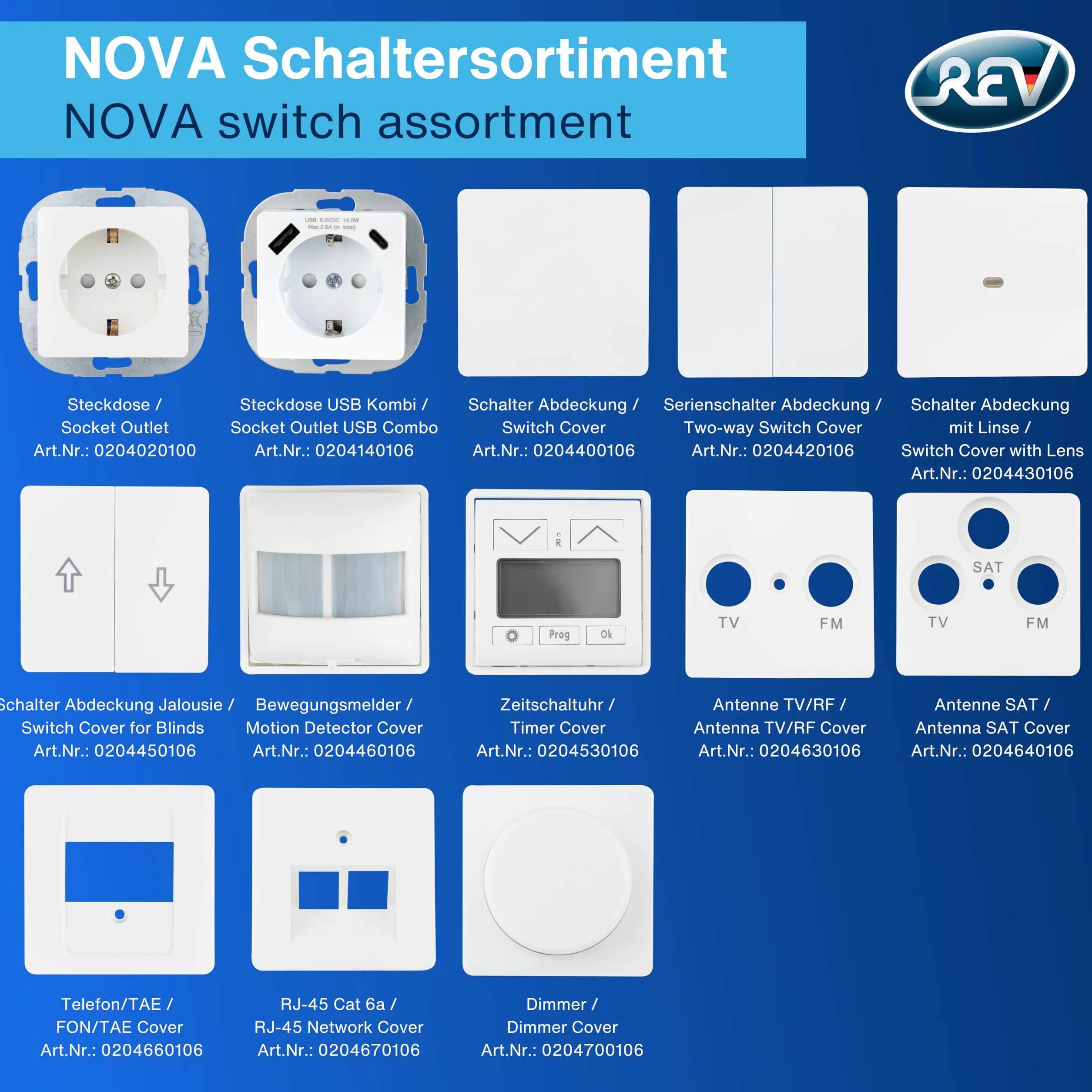 REV Nova Cache variateur Bouton rotatif Blanc