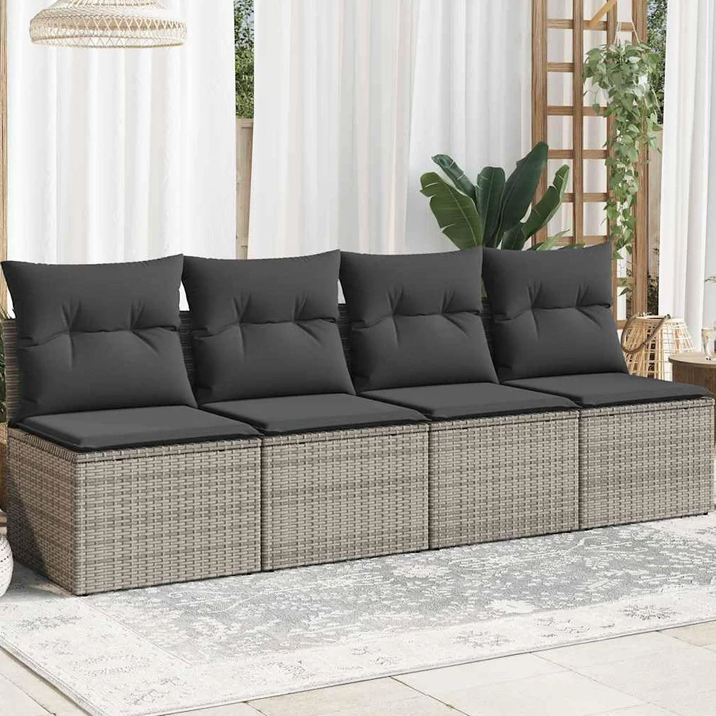 Générique Canapé de Jardin 4 Places avec Coussins Gris résine tressée,Meubles,Mobilier de Jardin,Sièges de Jardin,Canapés de Jardin,366116