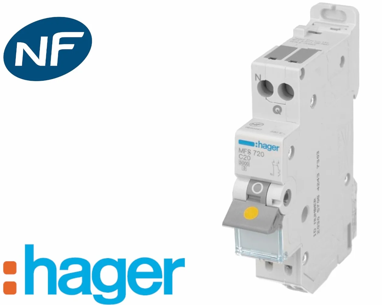 Disjoncteur Hager 2A MFS Sanvis 1P+N 3kA Courbe C 1M