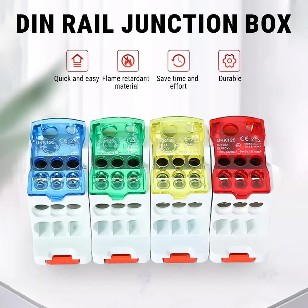 UKK125 Bornier Rail DIN, Bloc de Jonction 690V, Rouge