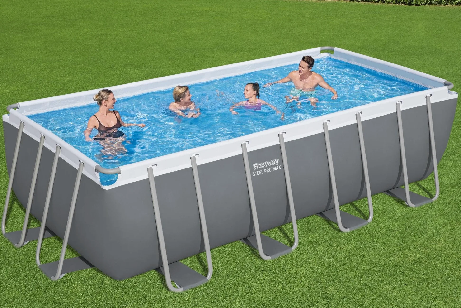 Bestway - Piscine Hors Sol Steel Pro Max, Filtre à Cartouche, bâche, échelle - 488 cm x 244 cm x 122 cm - Gris foncé