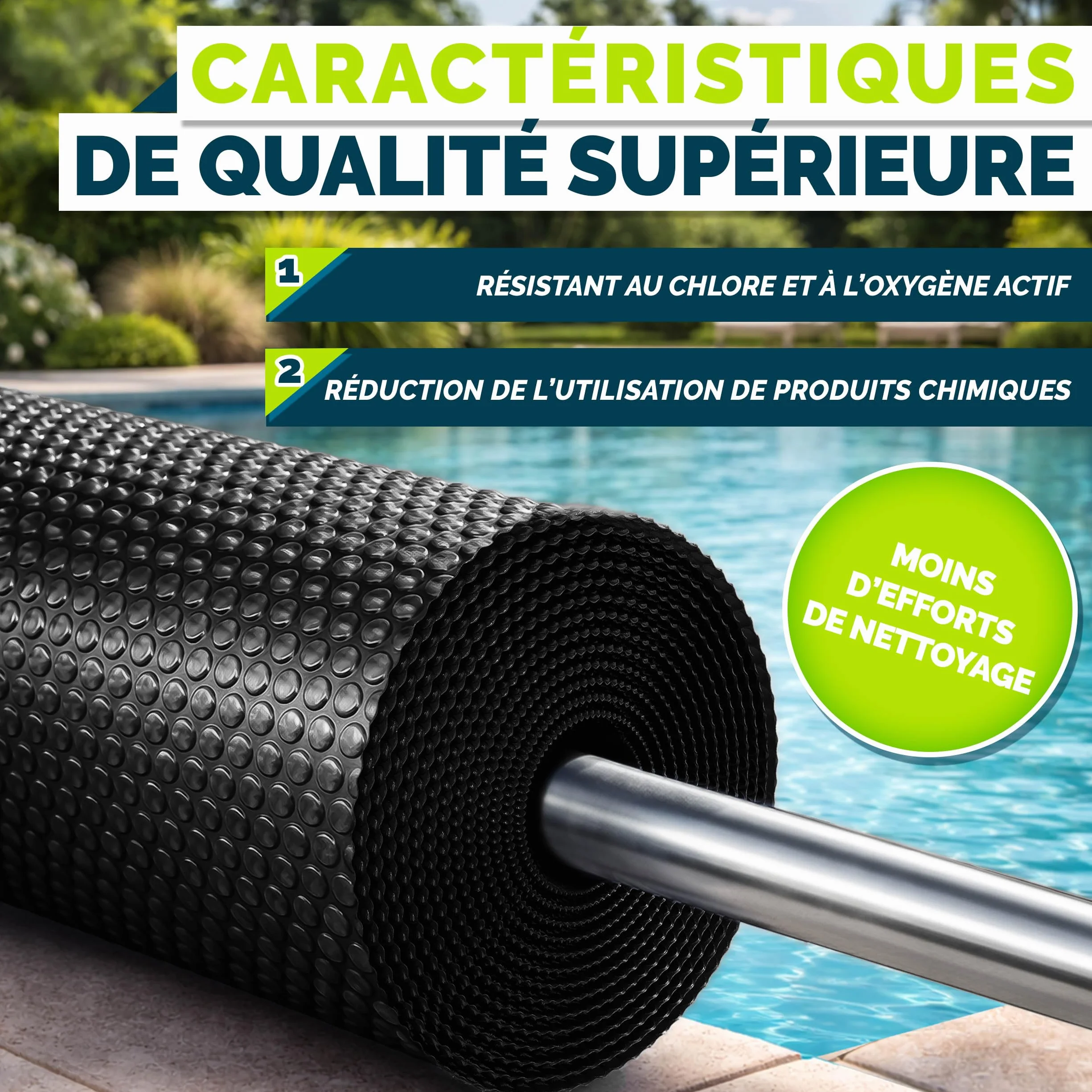 Tillvex Bâche à Bulles Piscine 120 µm 549x274 cm Noir Protection Solaire Chauffage