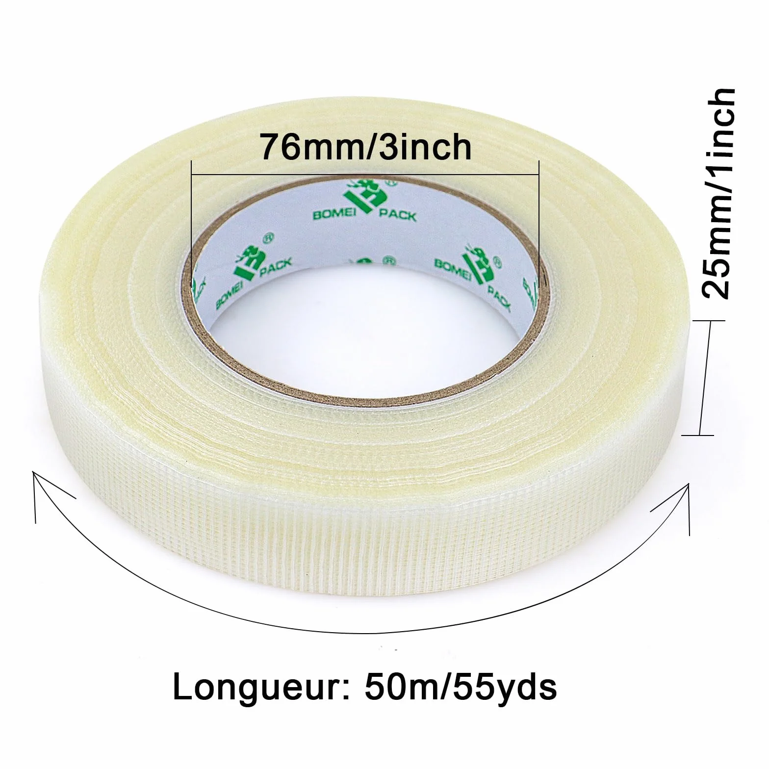 BOMEI PACK Clair Heavy Duty Ruban adhésif duct imperméable résistant sans résidu 25mm x 50m