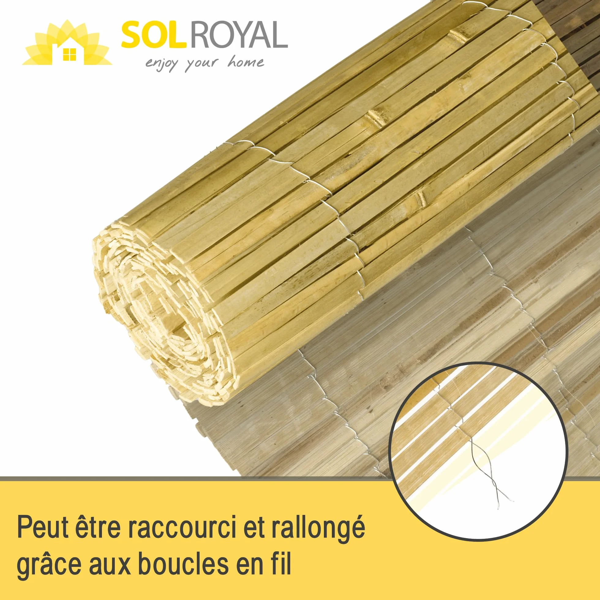 Sol Royal Canisse Brise Vue Balcon Bambou 180x600 cm Clair Brillant – Canisse Bambou Balcon Palissade Jardin Exterieur – Cache Balcon Brise Vue 1m80 Pare Vue Terrasse Extérieur