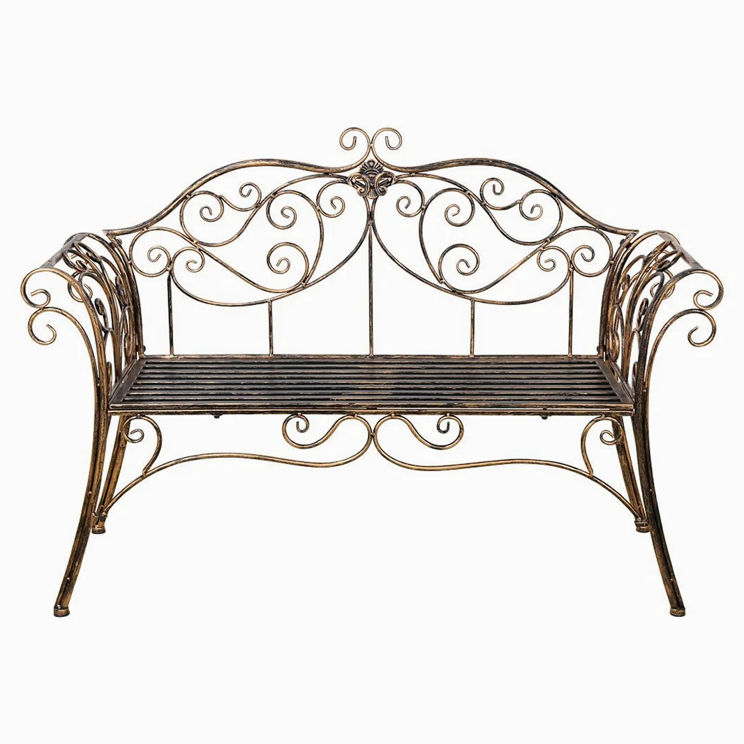 Banc Exterieur Jardin Metal, Banc Vintage, Canape Jardin 2 Places, 133 * 49 * 90 cm