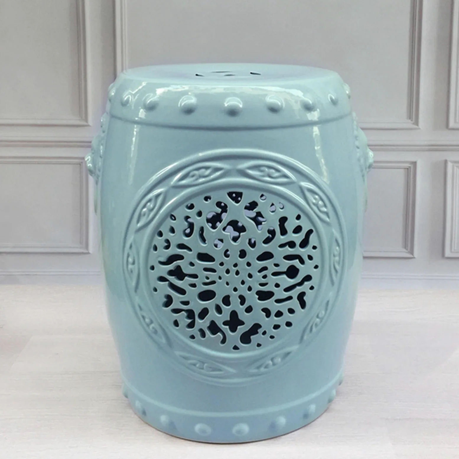 Tabouret De Jardin Chinois en Céramique, Tabouret Décoratif D'intérieur Et D'extérieur, Style Bohème, Style Campagnard Français, Idéal for Le Salon, Le Balcon Et Le Jardin(Wit)