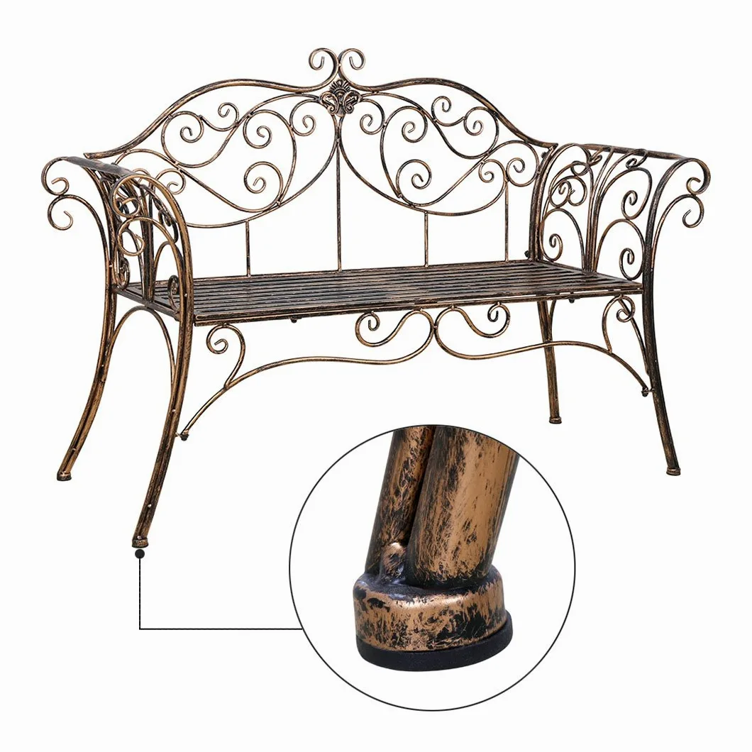 Banc Exterieur Jardin Metal, Banc Vintage, Canape Jardin 2 Places, 133 * 49 * 90 cm