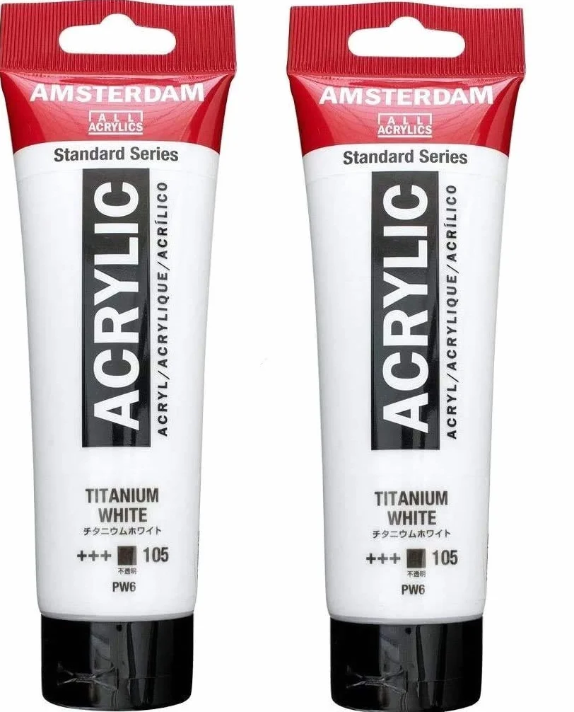 Royal Talens Amsterdam Peinture Acrylique 120 ML Blanc de Titane 2pcs