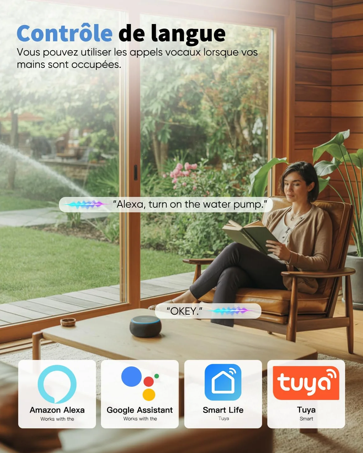 GreenSun Prise Connectée Extérieure WiFi Étanche IP44, Smart Life, Compatible Alexa Google Home, 2,4 GHz, Bleu/Noir