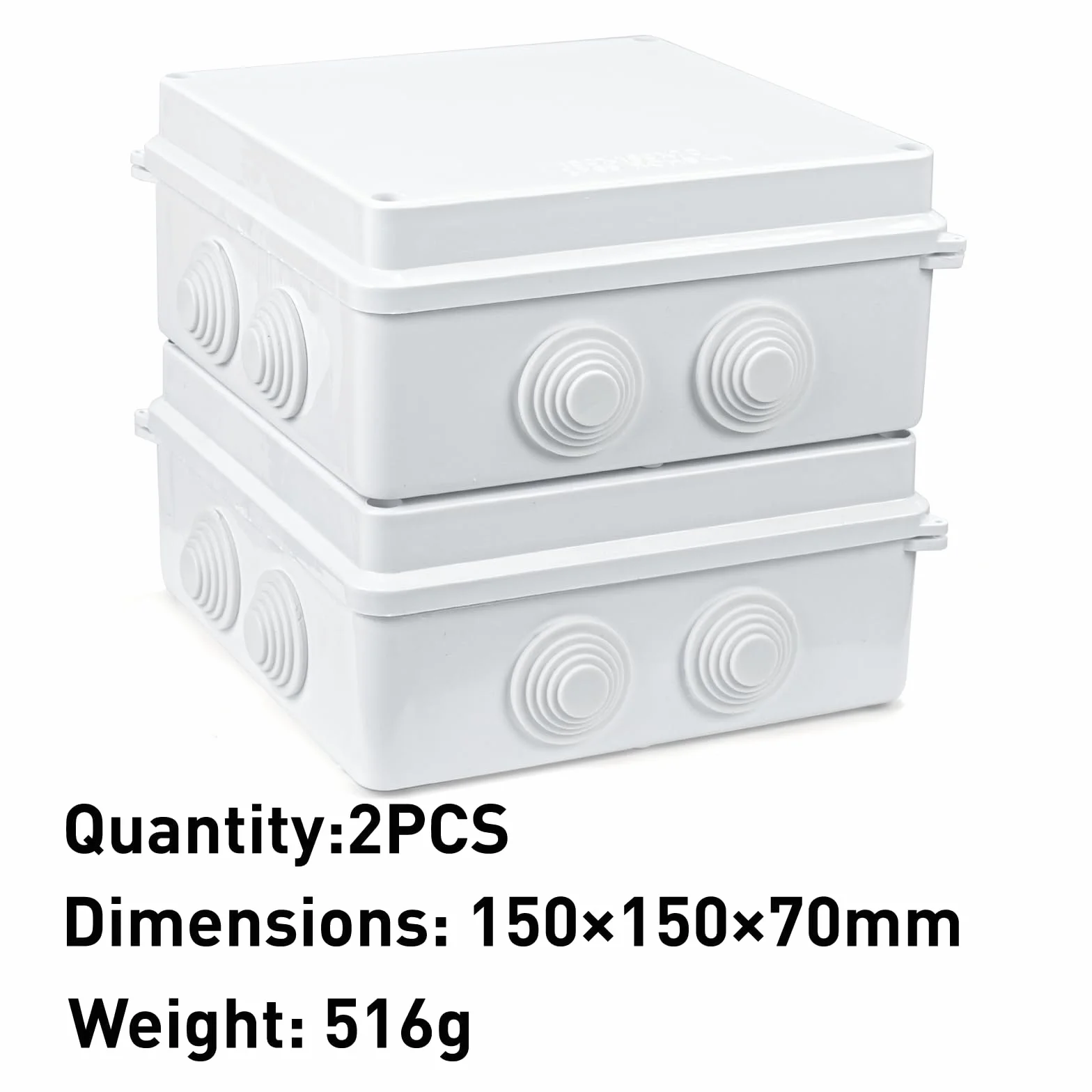 Boîtes de dérivation en saillie IP65 étanche 150 x 150 x 70 mm Blanc Lot de 2