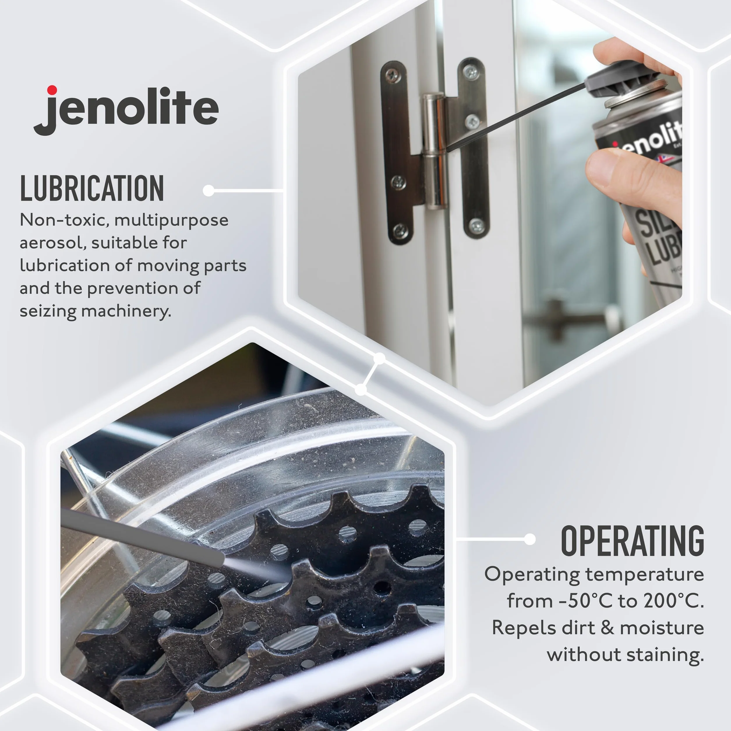 JENOLITE Spray silicone liquide en aérosol 400 ml pour bois, métal, plastique et caoutchouc