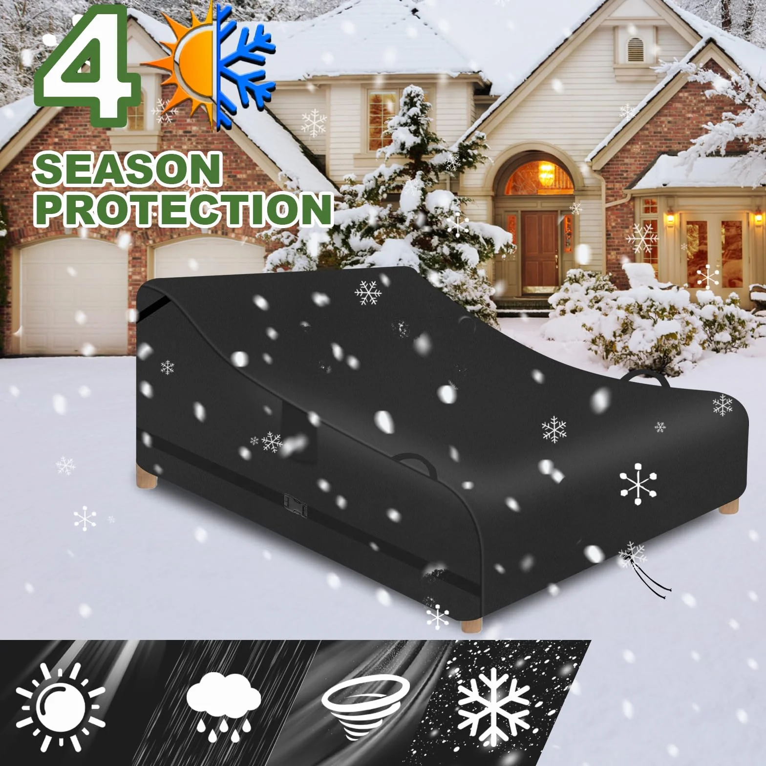 Housse de Protection pour Chaise Longue de Terrasse 210 x 160 x 75 cm Noir Oxford 600D