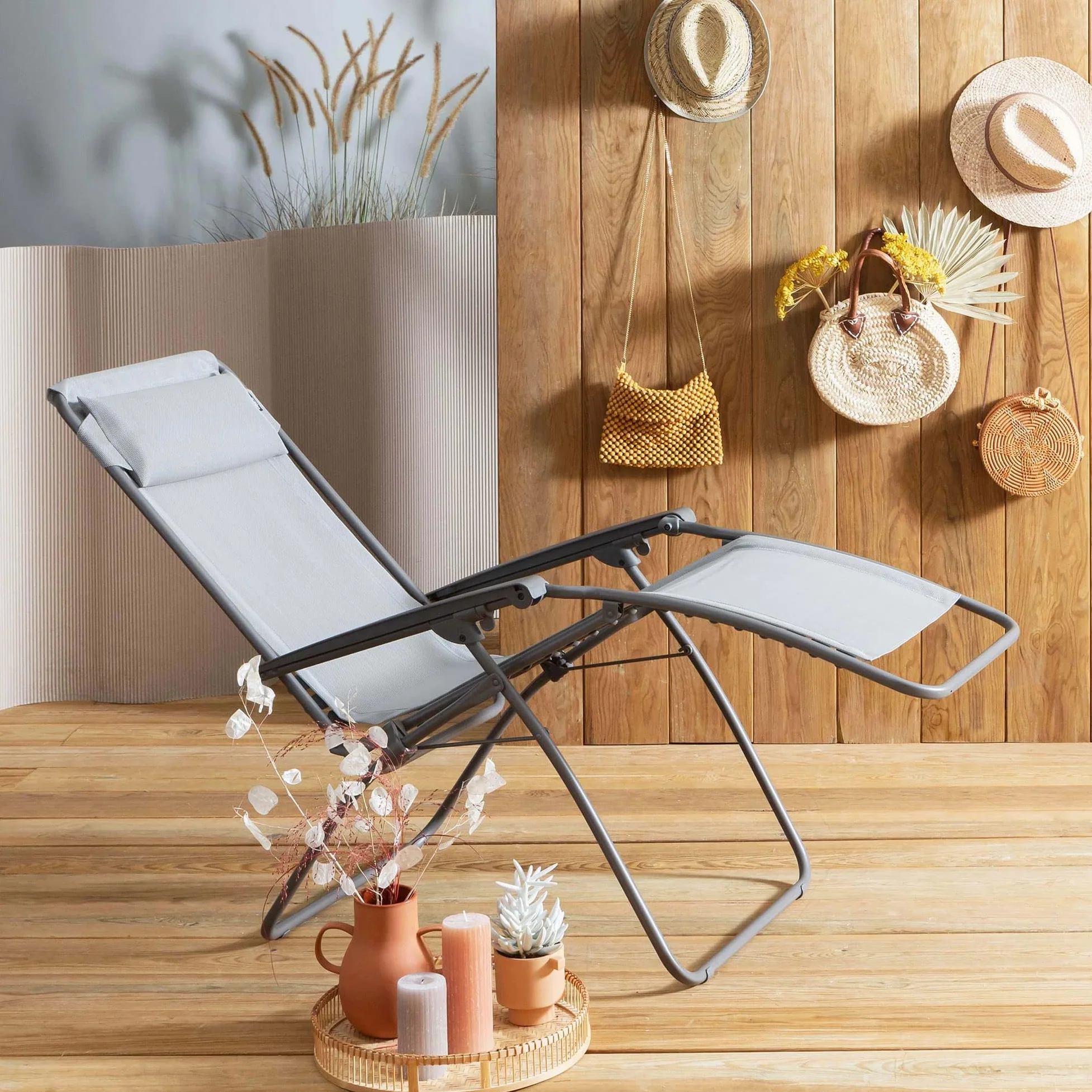 Lafuma MOBILIER - Fauteuil Relax Transat Jardin - Chaise Longue Zéro Gravité - Rclip - Batyline® Iso - Gris Terre - Fabriqué en France - LFM5169_8556 - Garantie 5 Ans - L.88xl.67xH.114cm