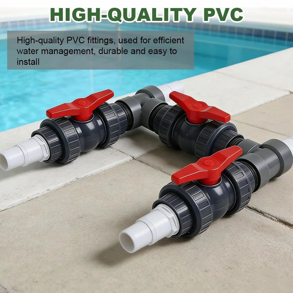 Kit de raccordement pour pompe à chaleur, diamètre 50 mm, adaptateur pour chauffage de piscine avec tuyaux de 32 mm et 38 mm, contrôle de l'alimentation en eau pour une régulation optimale de la